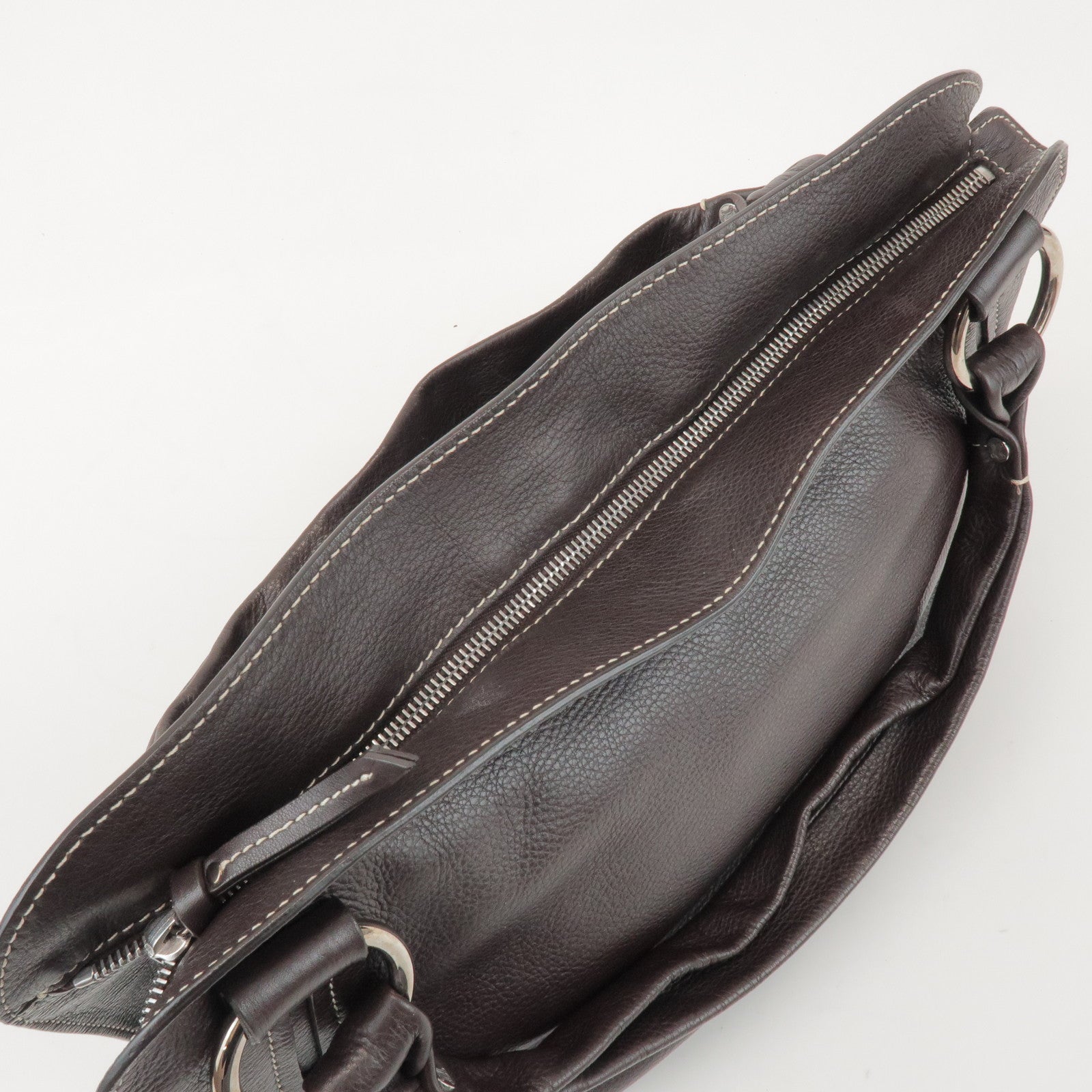CELINE Bittersweet Leather Shoulder Bag Hand Bag Dark Brown