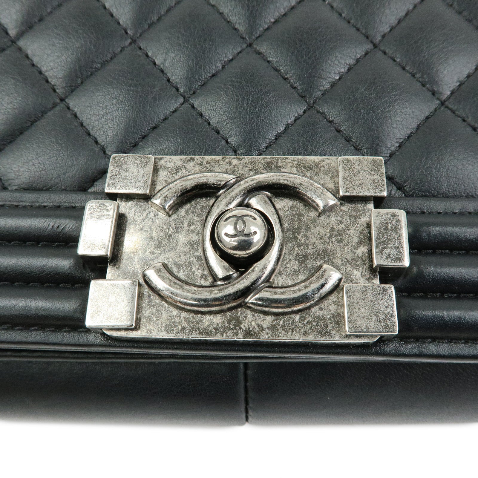 CHANEL Boy CHANEL Lamb Skin Chain Shoulder Bag Crossbody Bag Black