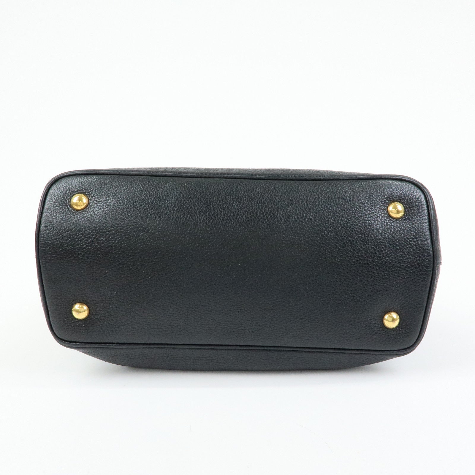 PRADA Logo Calf Leather Tote Bag Hand Bag Black