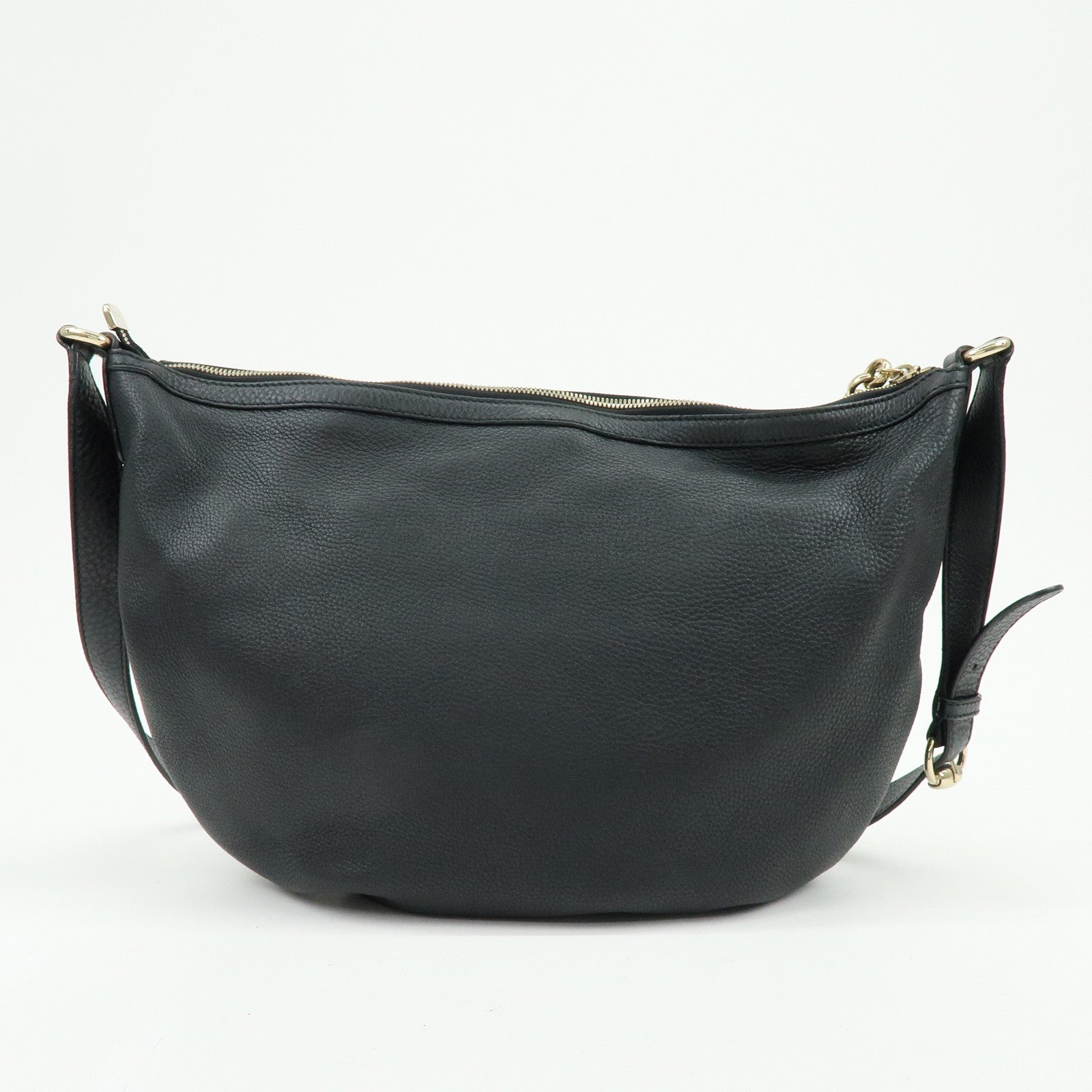 GUCCI SOHO Interlocking G Leather Shoulder Bag Black 295175