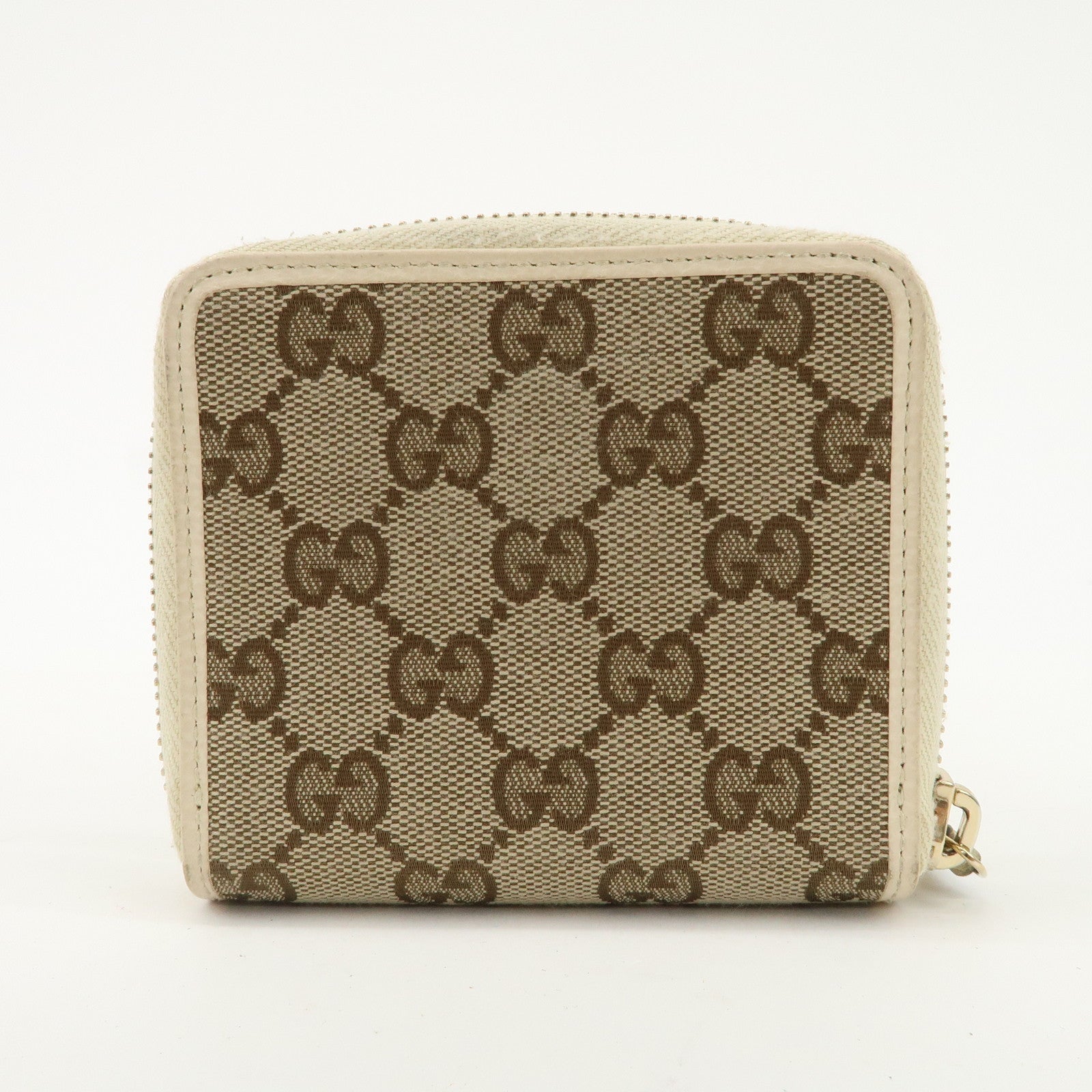 GUCCI GG Canvas Leather Bi-fold Wallet Beige Ivory 346056 Used