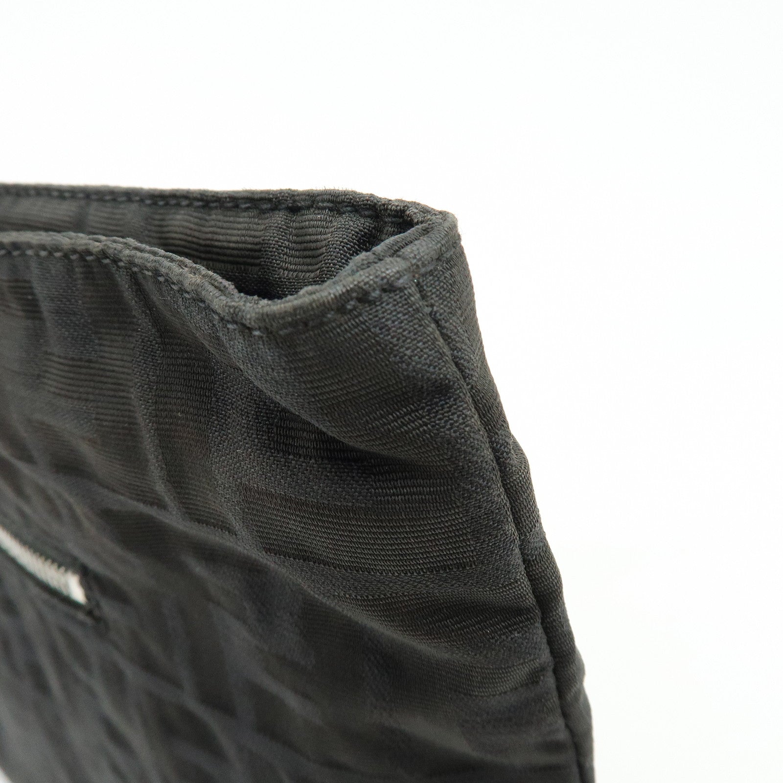 FENDI Zucca Canvas Leather Tote Bag Shoulder Bag Black 15785