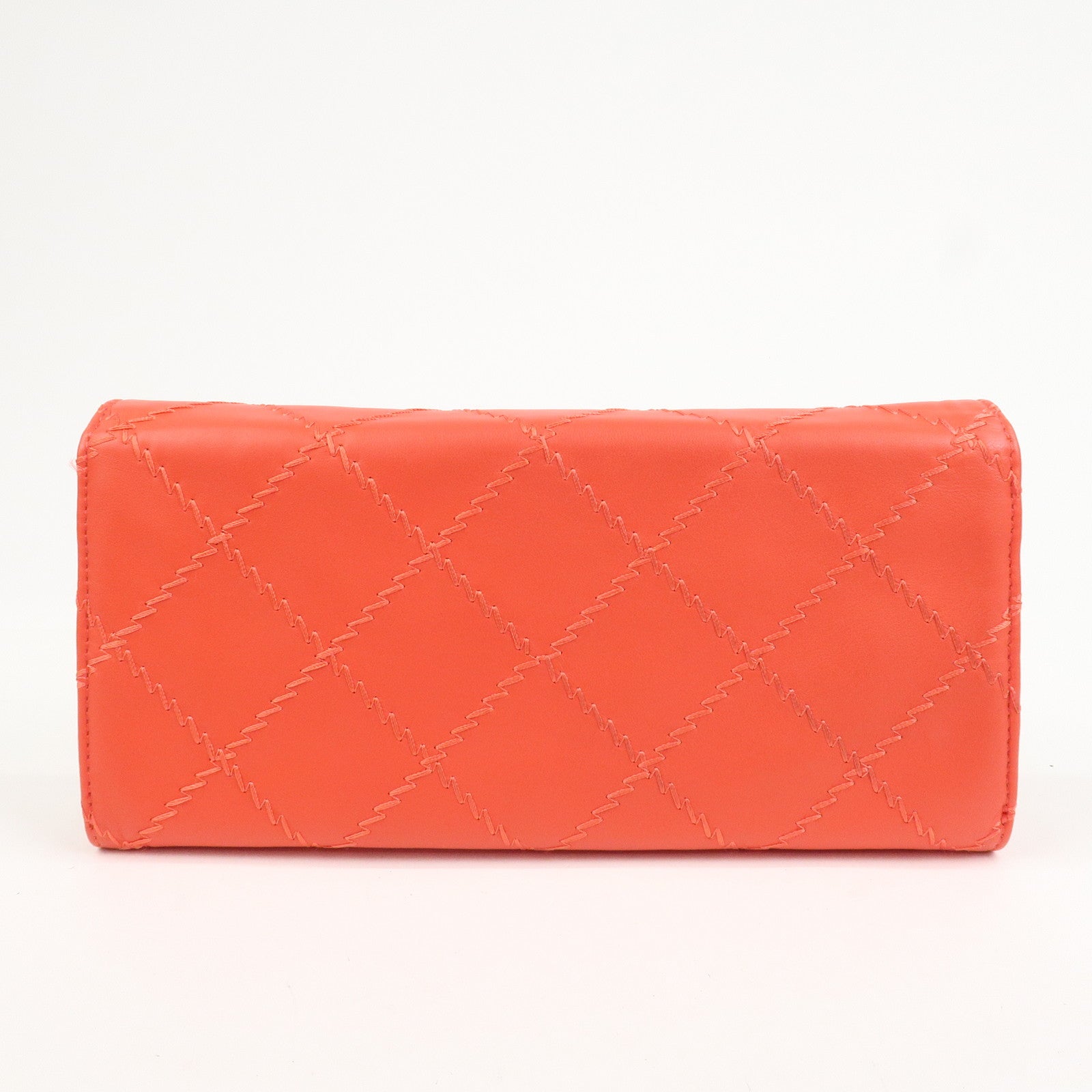 CHANEL COCO Mark Ultra Stitch Leather Chain Wallet Red