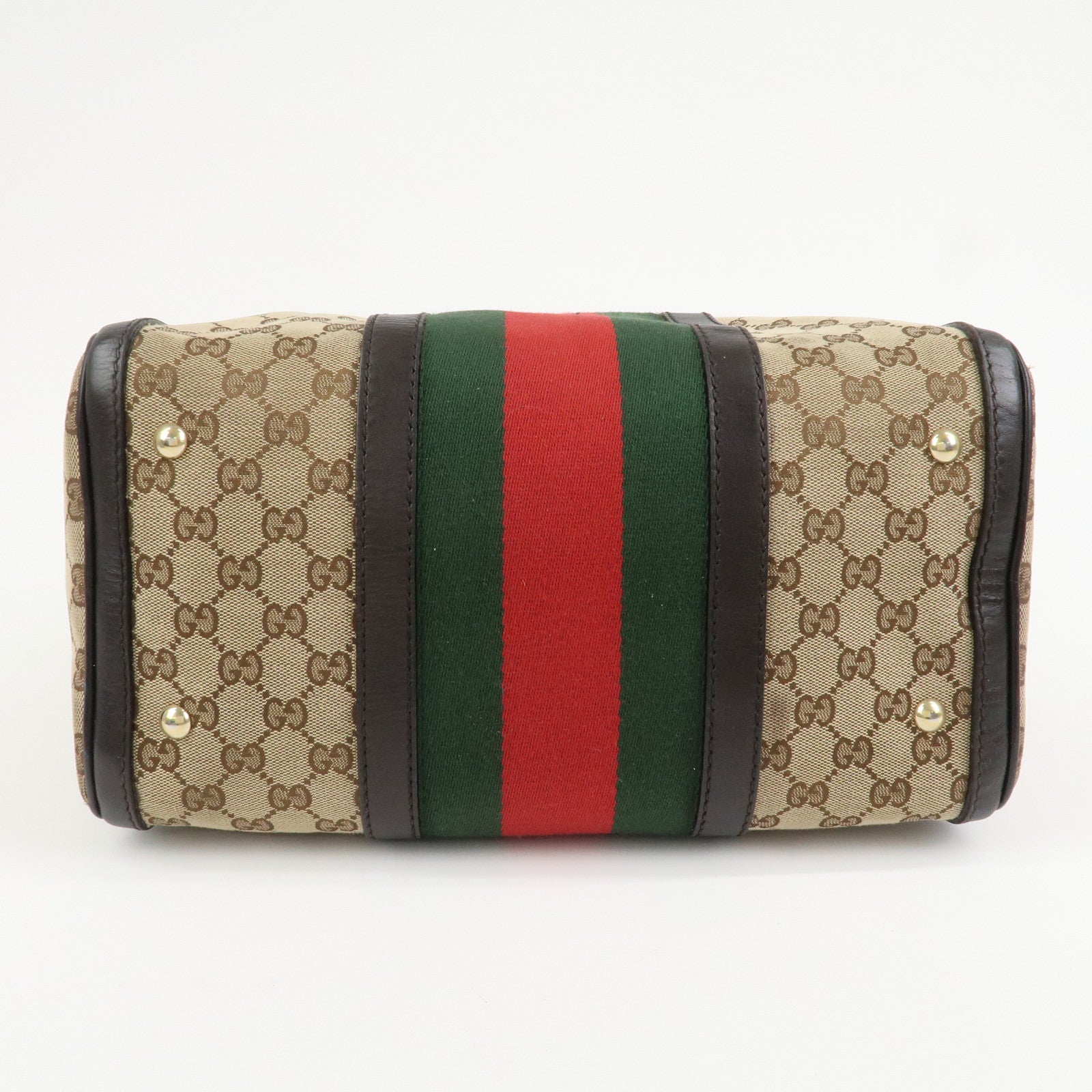 GUCCI Sherry GG Canvas Leather 2Way Bag Boston Bag Brown 247205