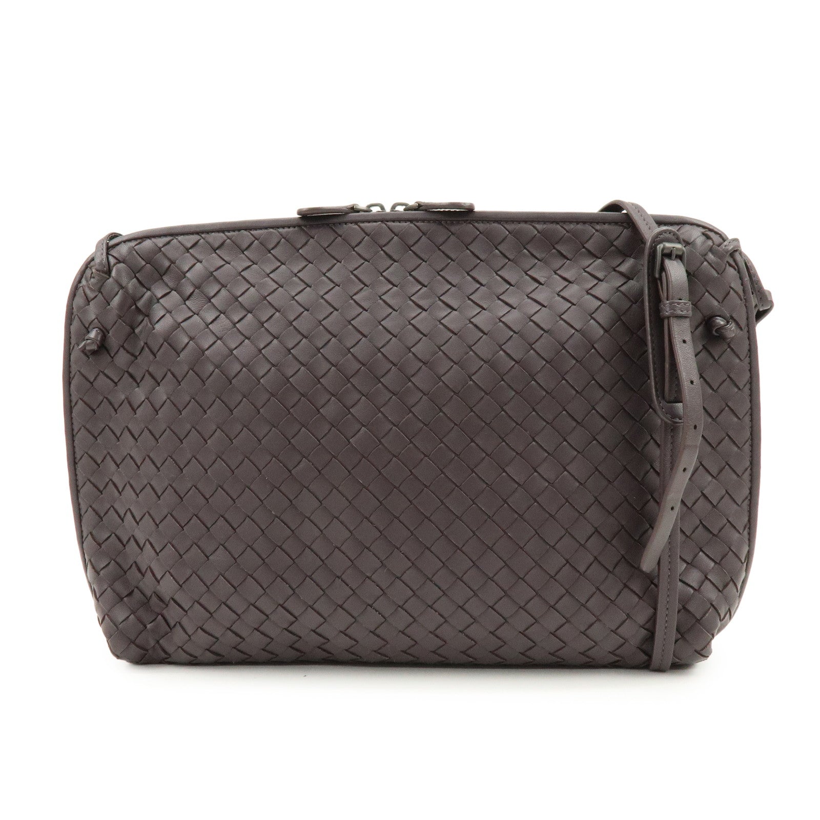 BOTTEGA VENETA Intrecciato Leather Shoulder Bag Brown 245355