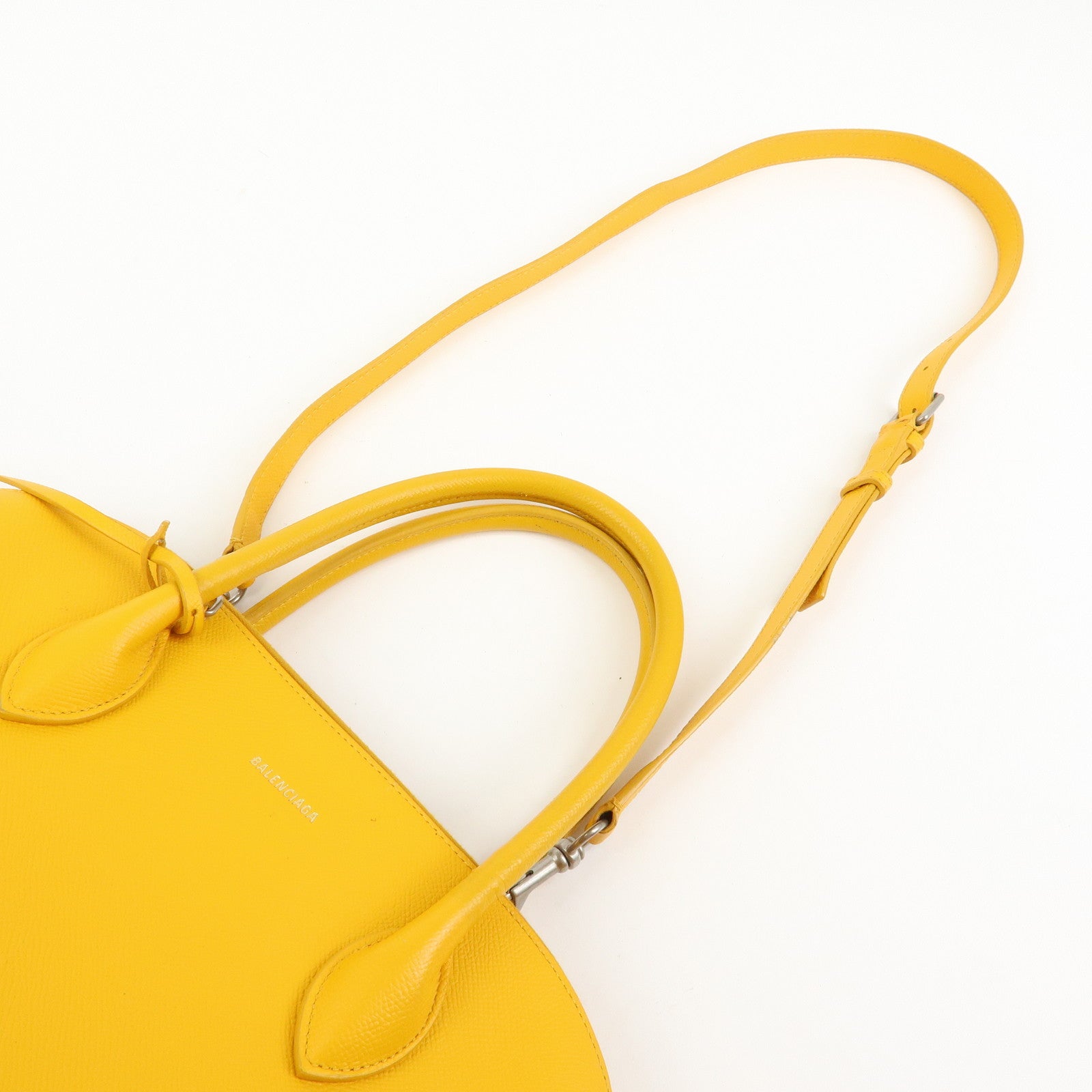 BALENCIAGA Ville Top Handle Leather 2Way Bag Hand Bag Yellow