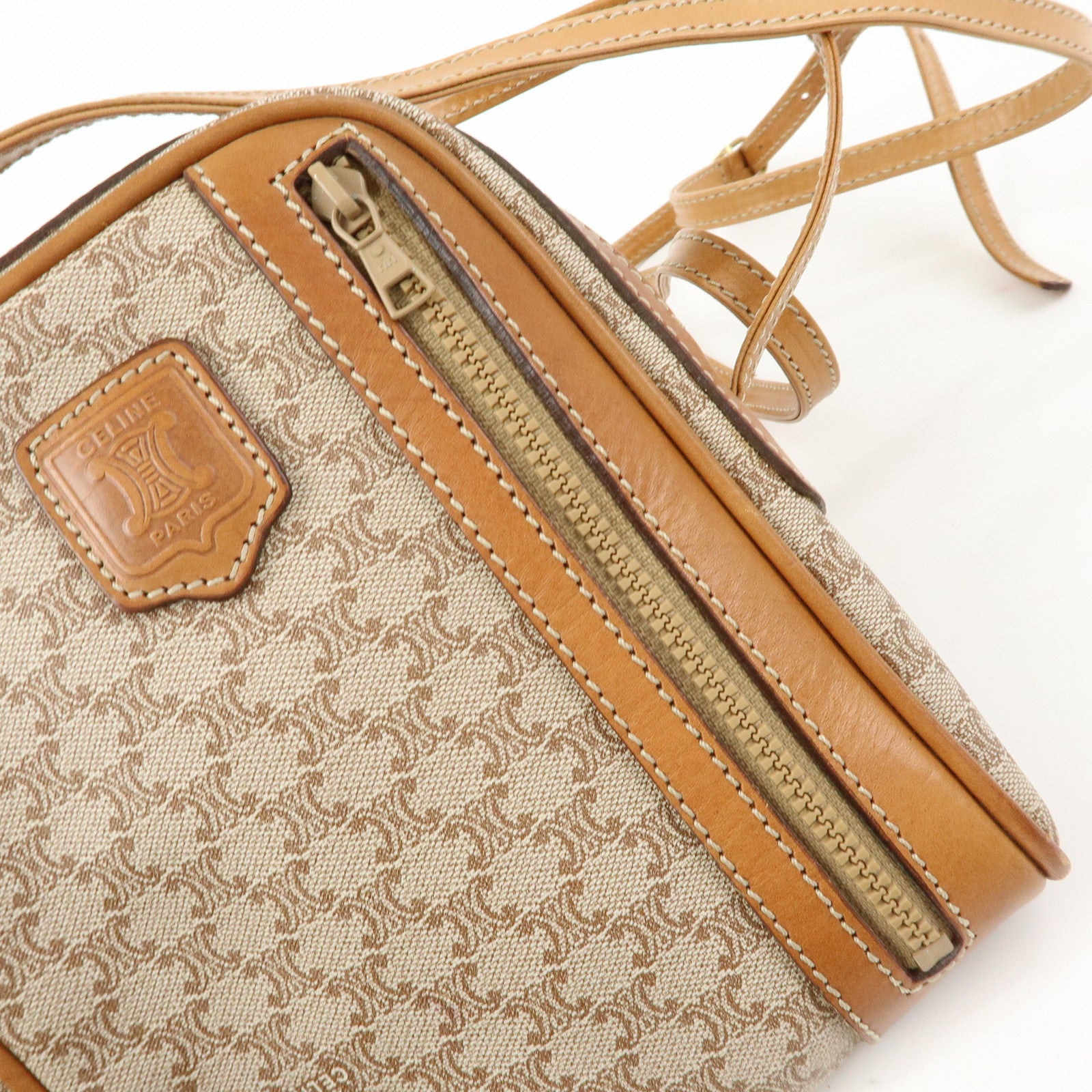 CELINE Macadam PVC Leather Mini Shoulder Crossbody Bag Beige
