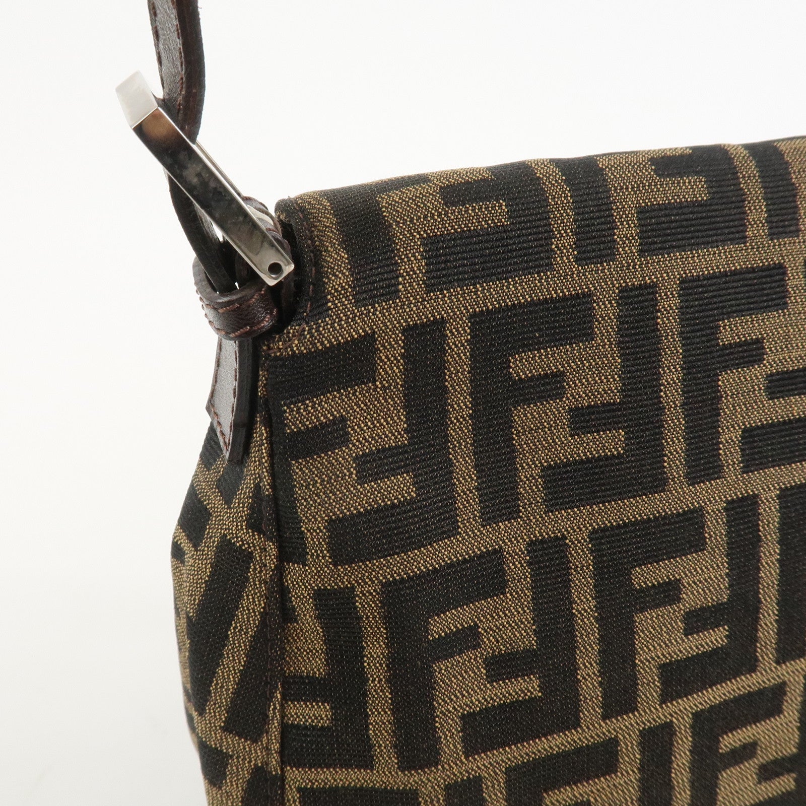 FENDI Zucca Mamma Baguette Canvas Shoulder Bag Brown Black 26325