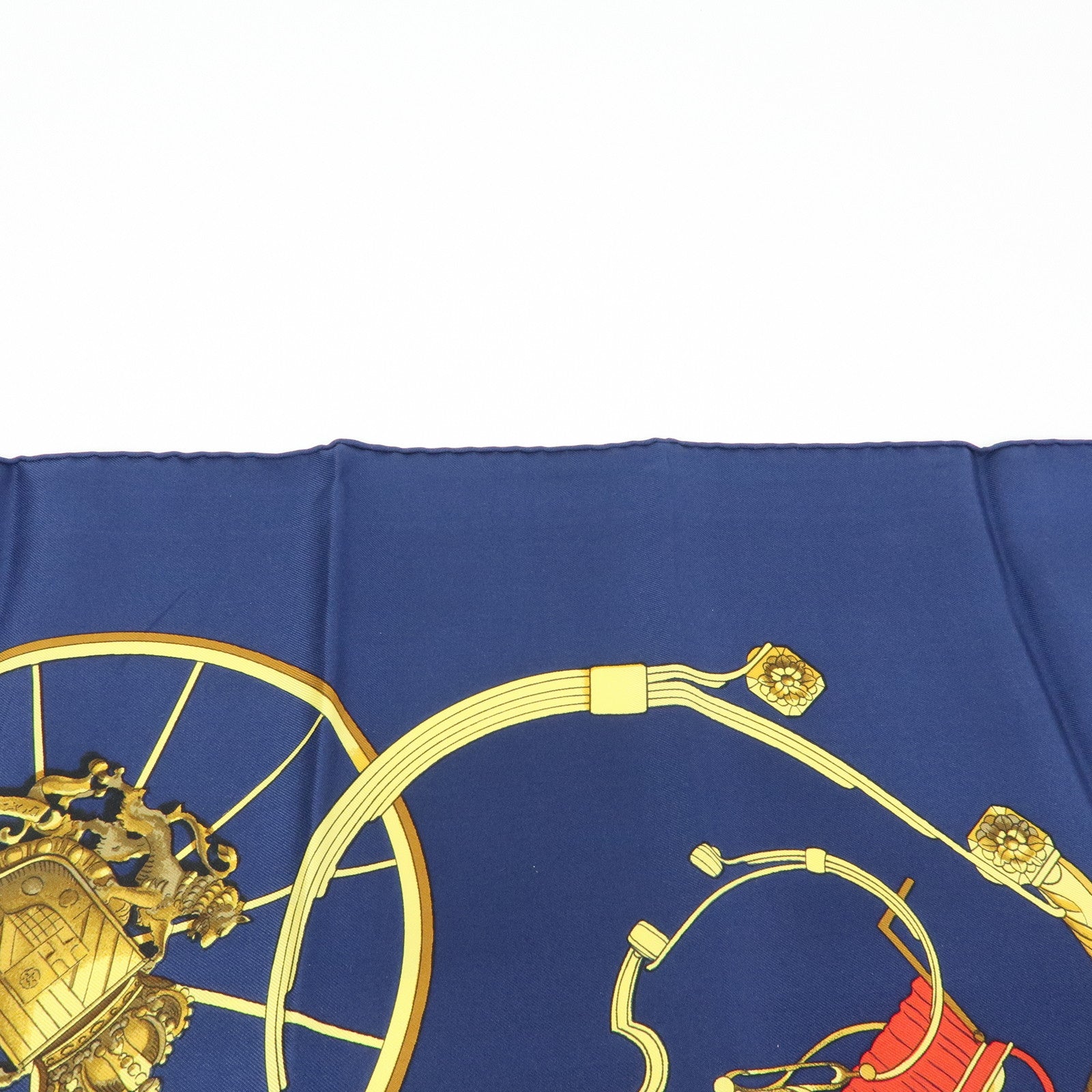 HERMES Carre 90 Silk 100% Scarf SPRINGS Navy Red Yellow White