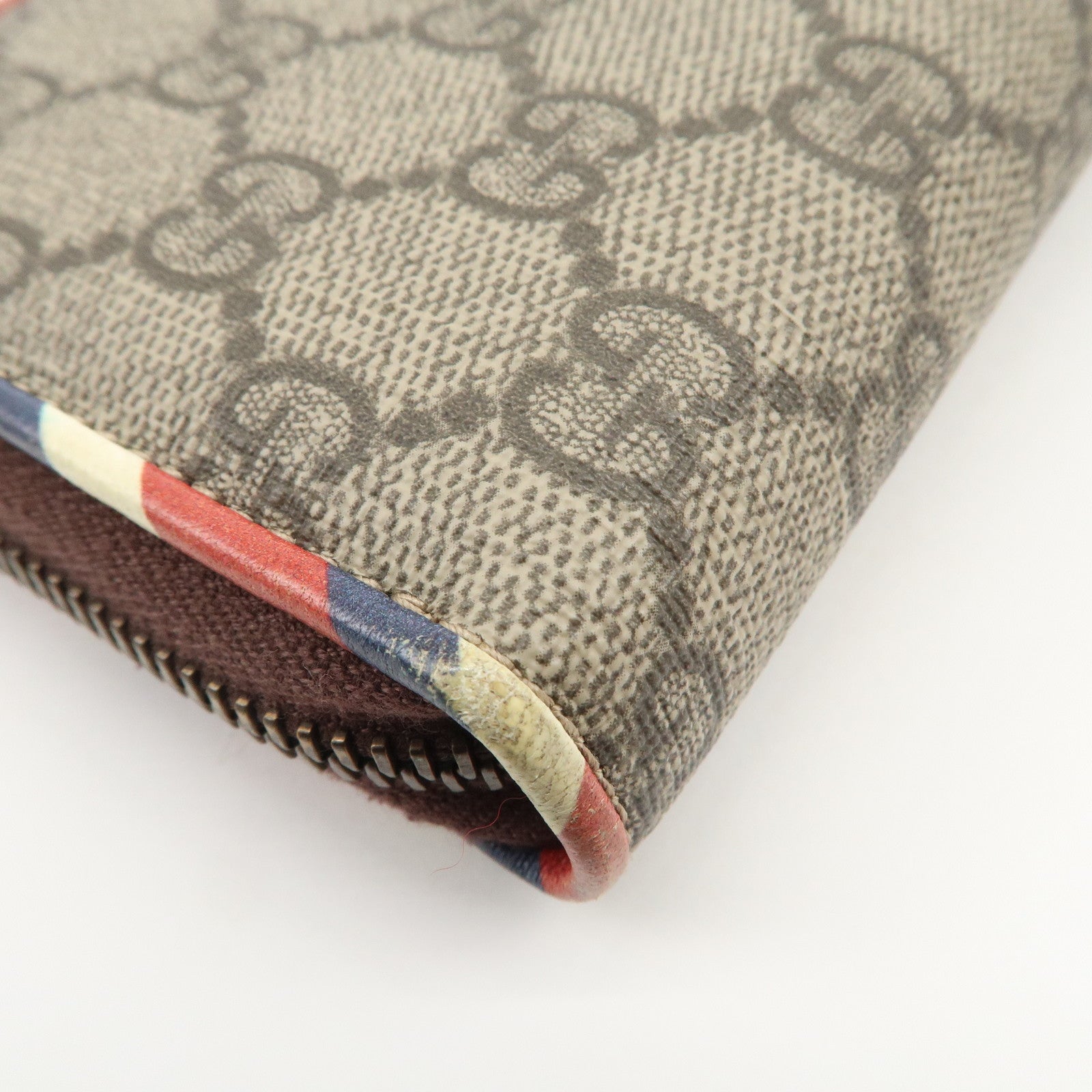 GUCCI GG Supreme Courier Round Zippy Long Wallet Beige 473909