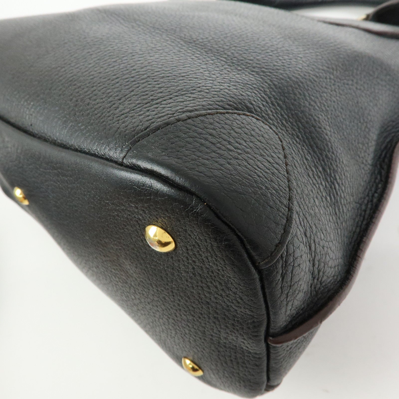 MCM Leather 2Way Bag Hand Bag Shoulder Bag Crossbody Bag Black