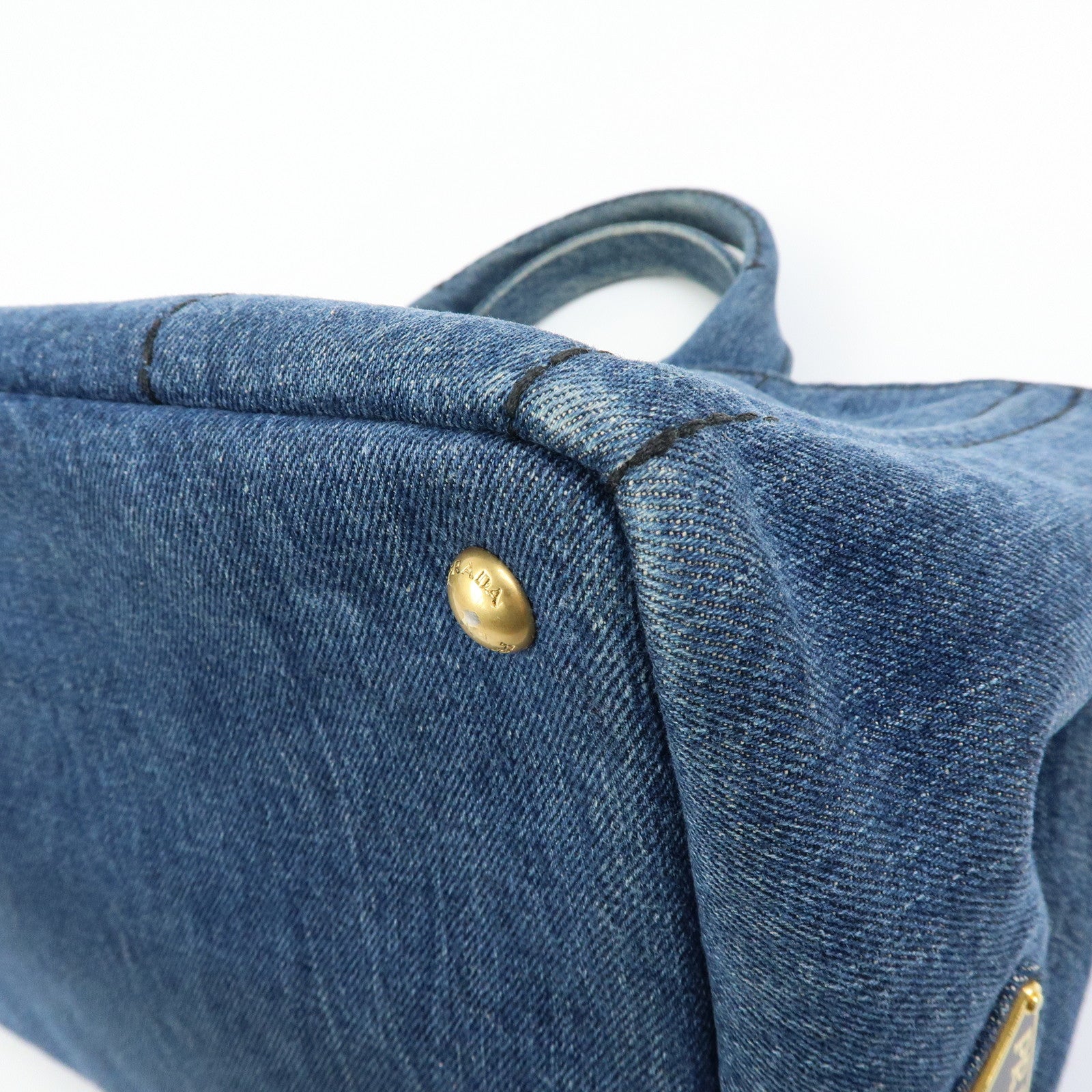 PRADA Triangle Logo Canapa Denim Large 2Way Bag Tote Bag B2642B