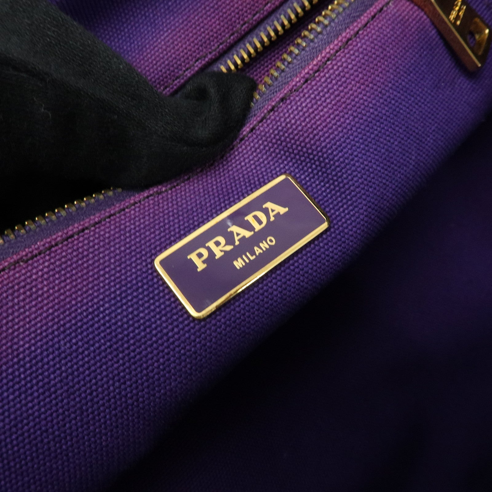 PRADA Canapa Triangle Logo Canvas Tote Bag Hand Bag Purple B1877B