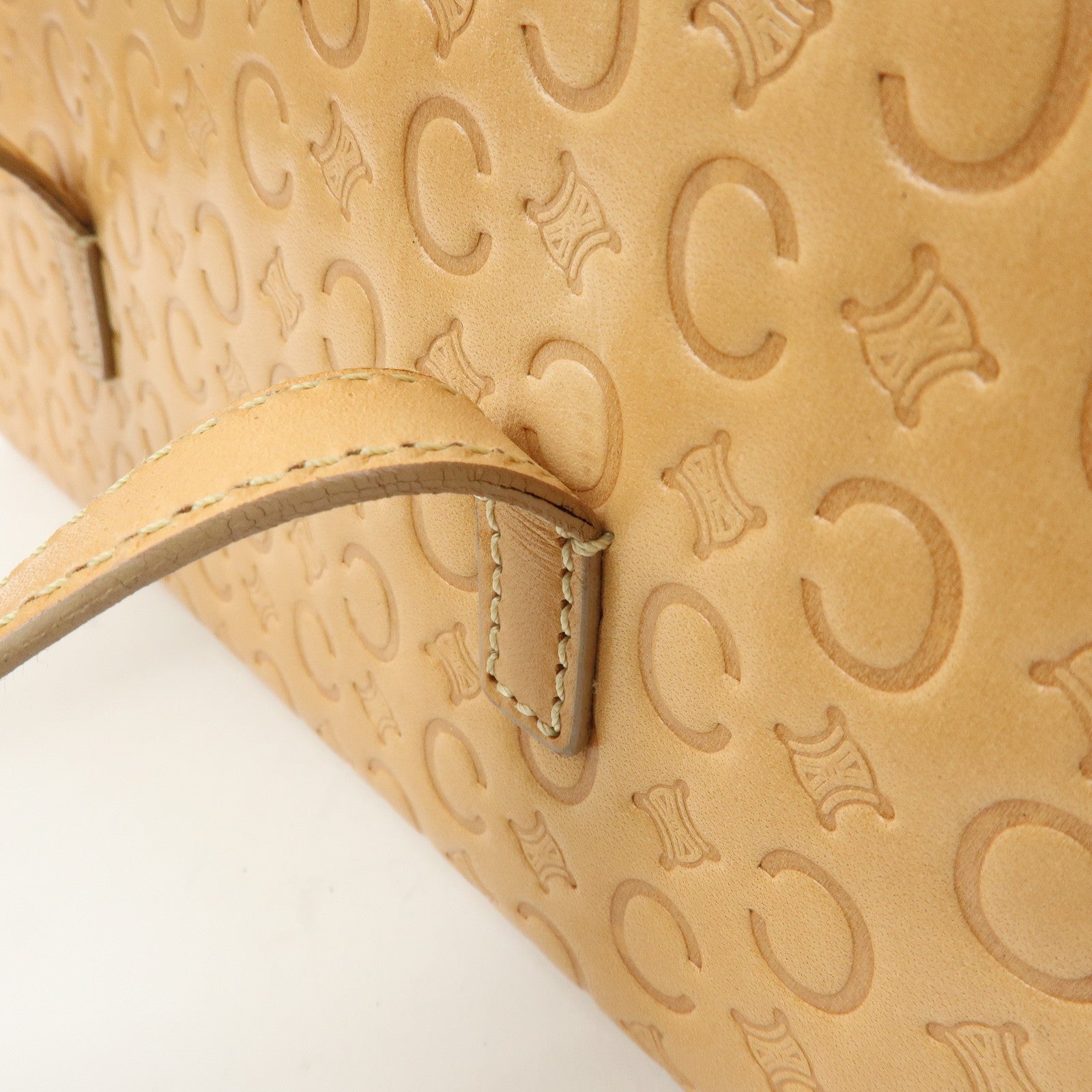 CELINE C Macadam Leather Shoulder Bag Hand Bag Light Brown