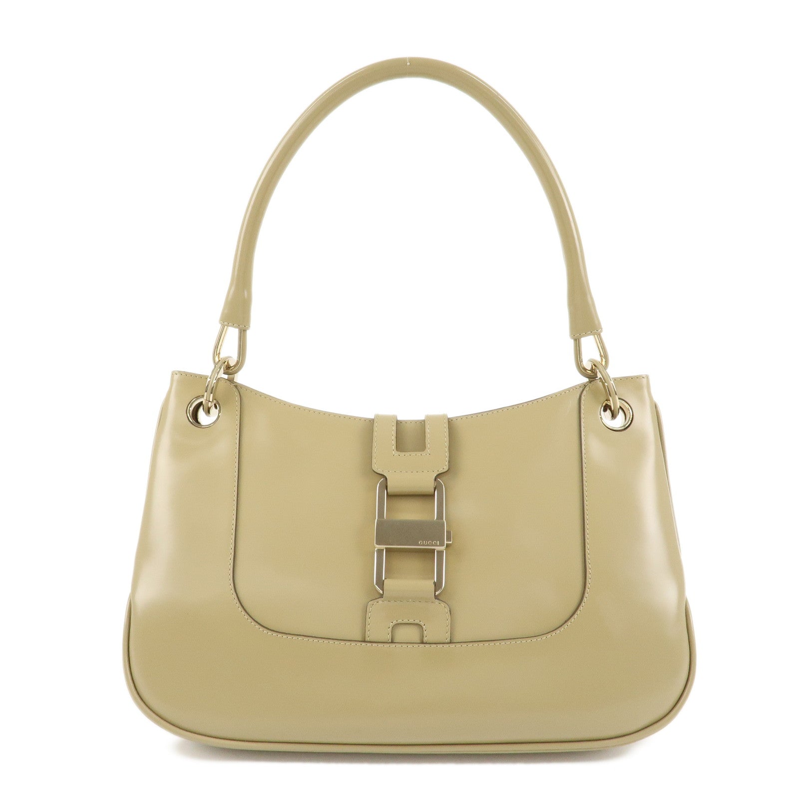 GUCCI Leather Shoulder Bag Hand Bag Beige 001.4150.002058 Used