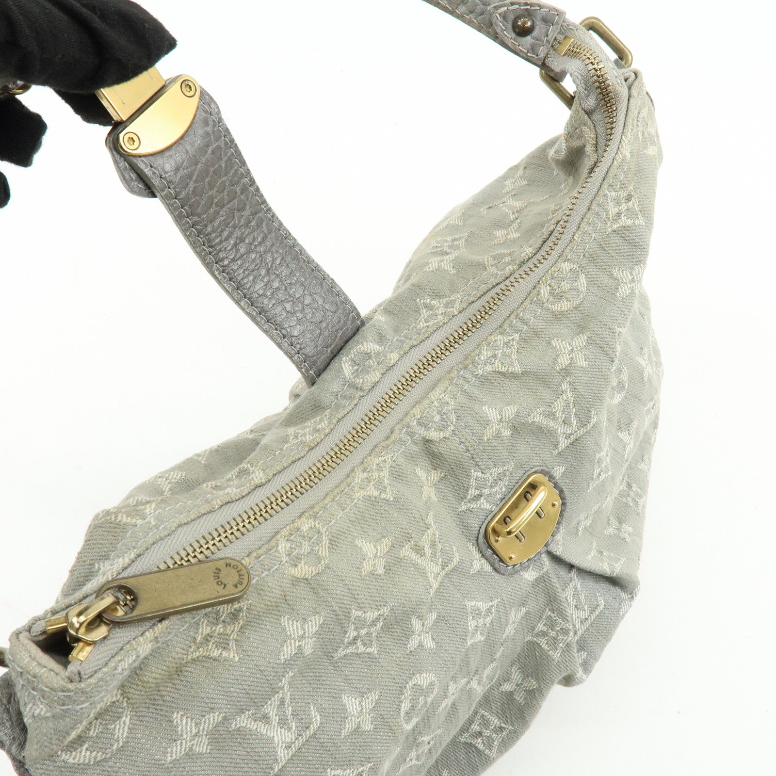 Louis Vuitton Slightly Denim Leather Shoulder Bag Gris M95384