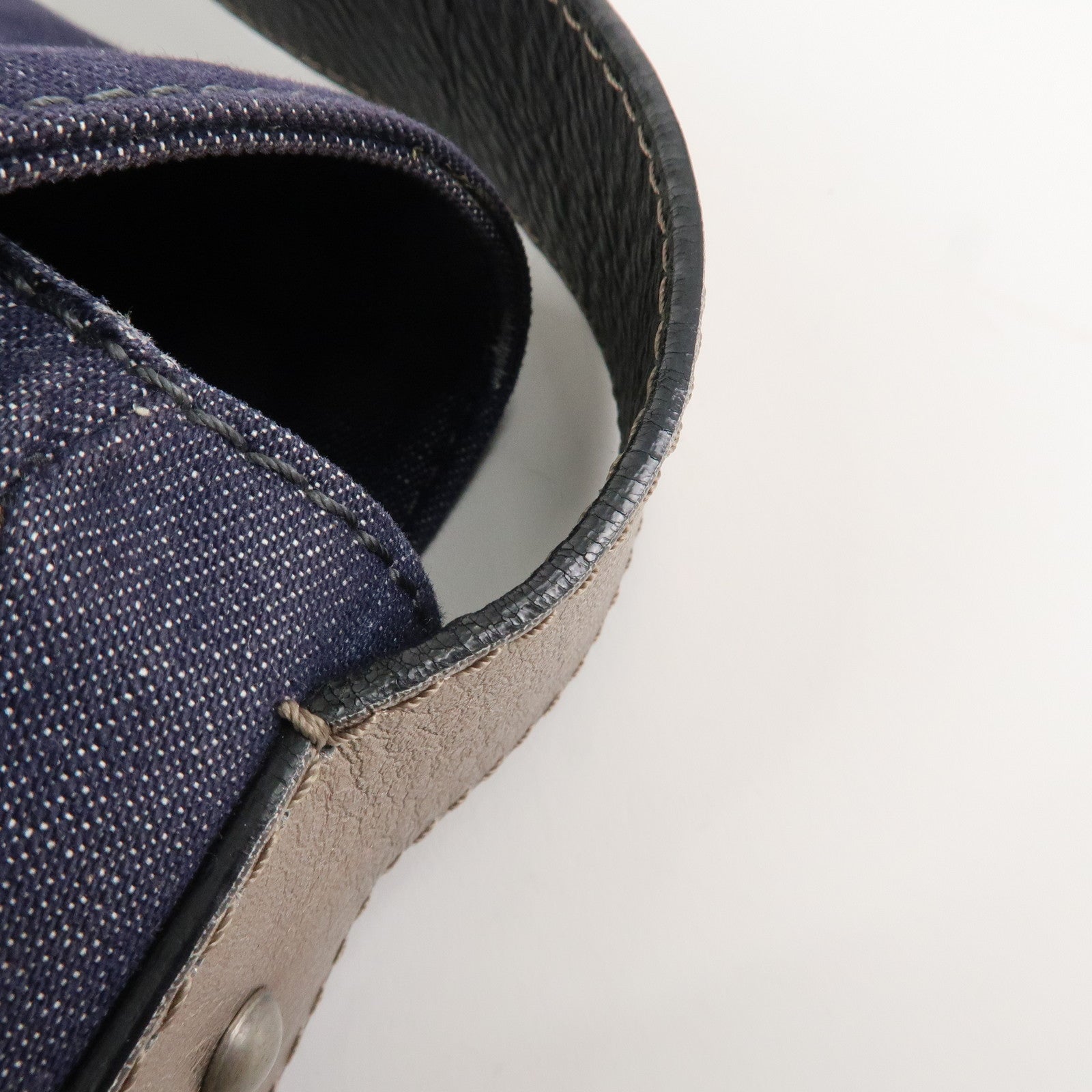 Chloe Denim Leather Shoulder Bag Crossbody Bag Indigo Blue Silver Used