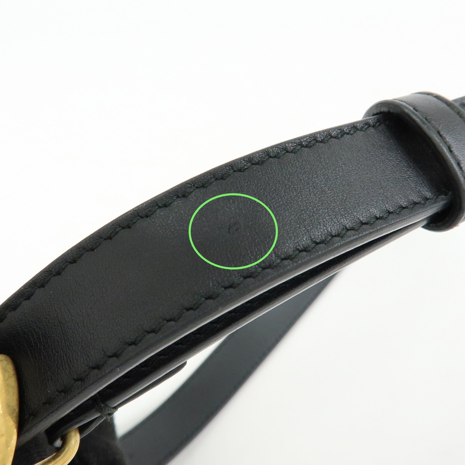GUCCI Marmont Double G Leather Slim Belt 65・26 Black 409417