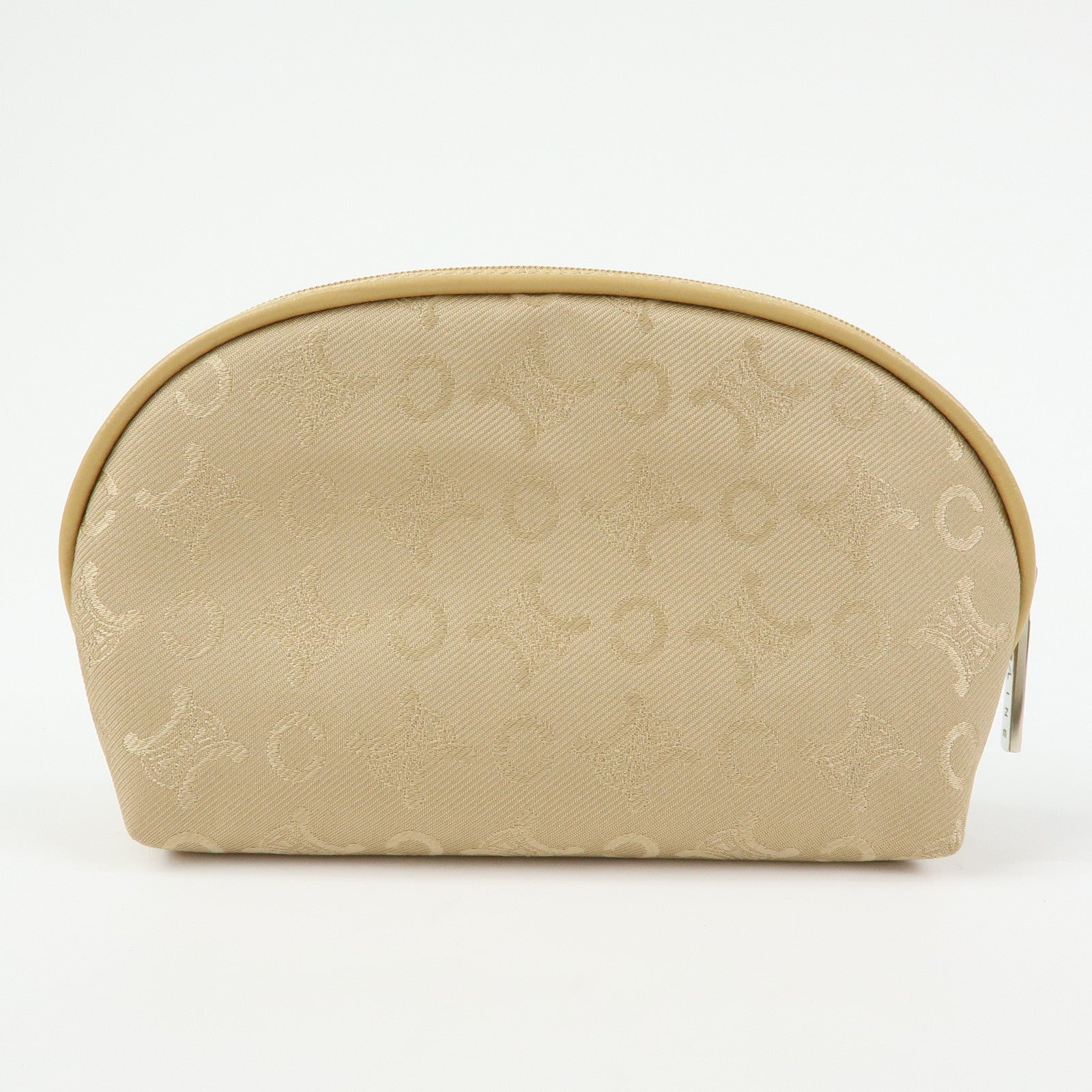 CELINE Set of Pile Towel And Canvas Leather Pouch Black Beige