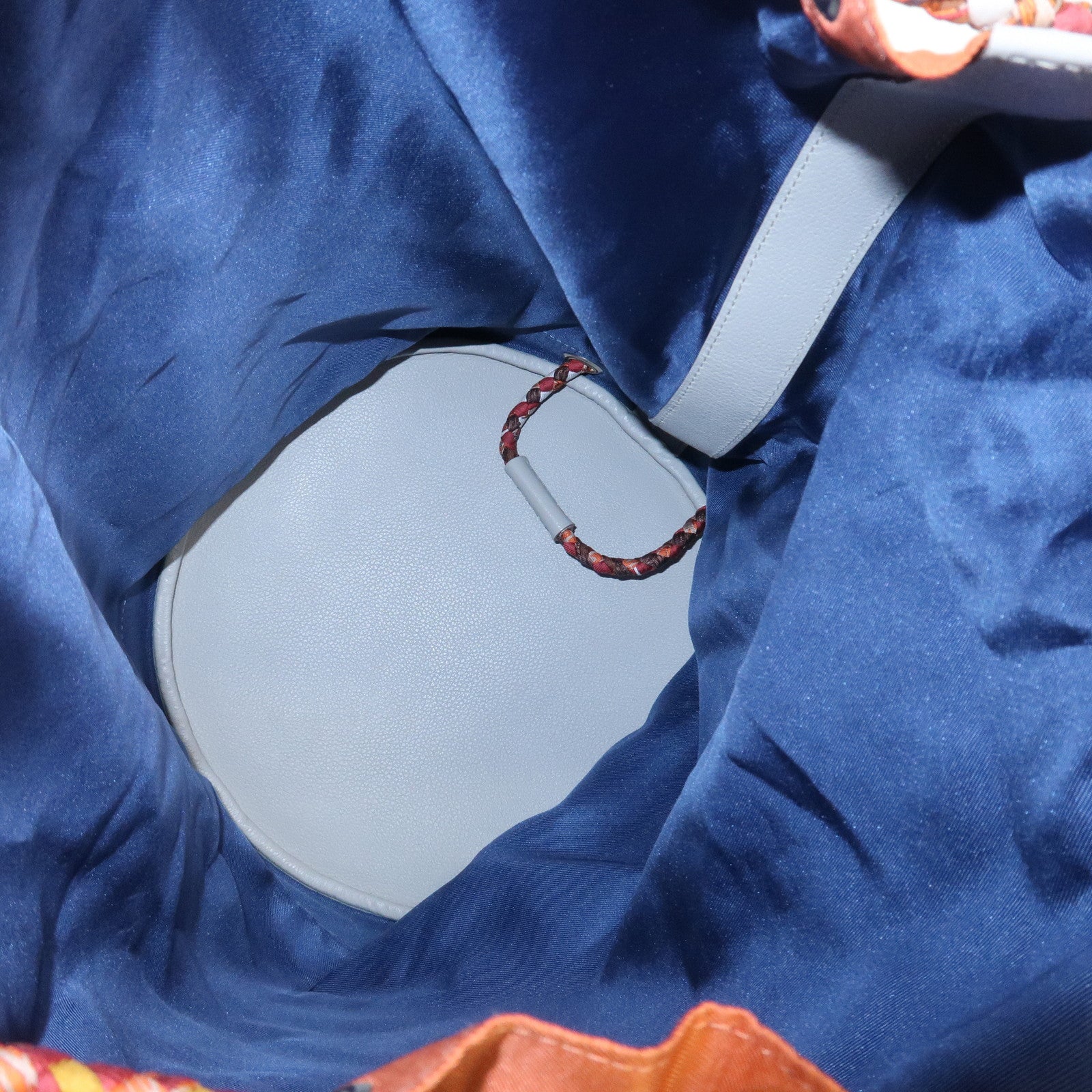 HERMES Soie Cool 22 Silk Leather Shoulder Bag Backpack Orange