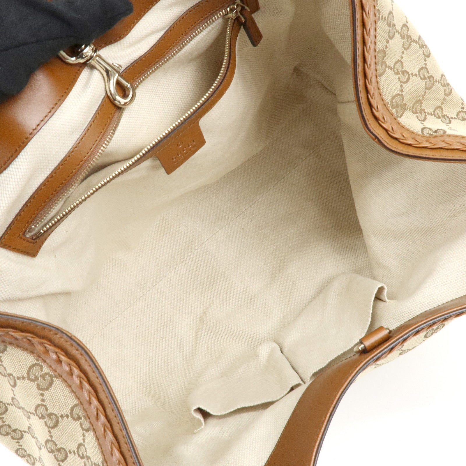 GUCCI Interlocking G GG Canvas Leather Tote Bag Shoulder Bag 296896