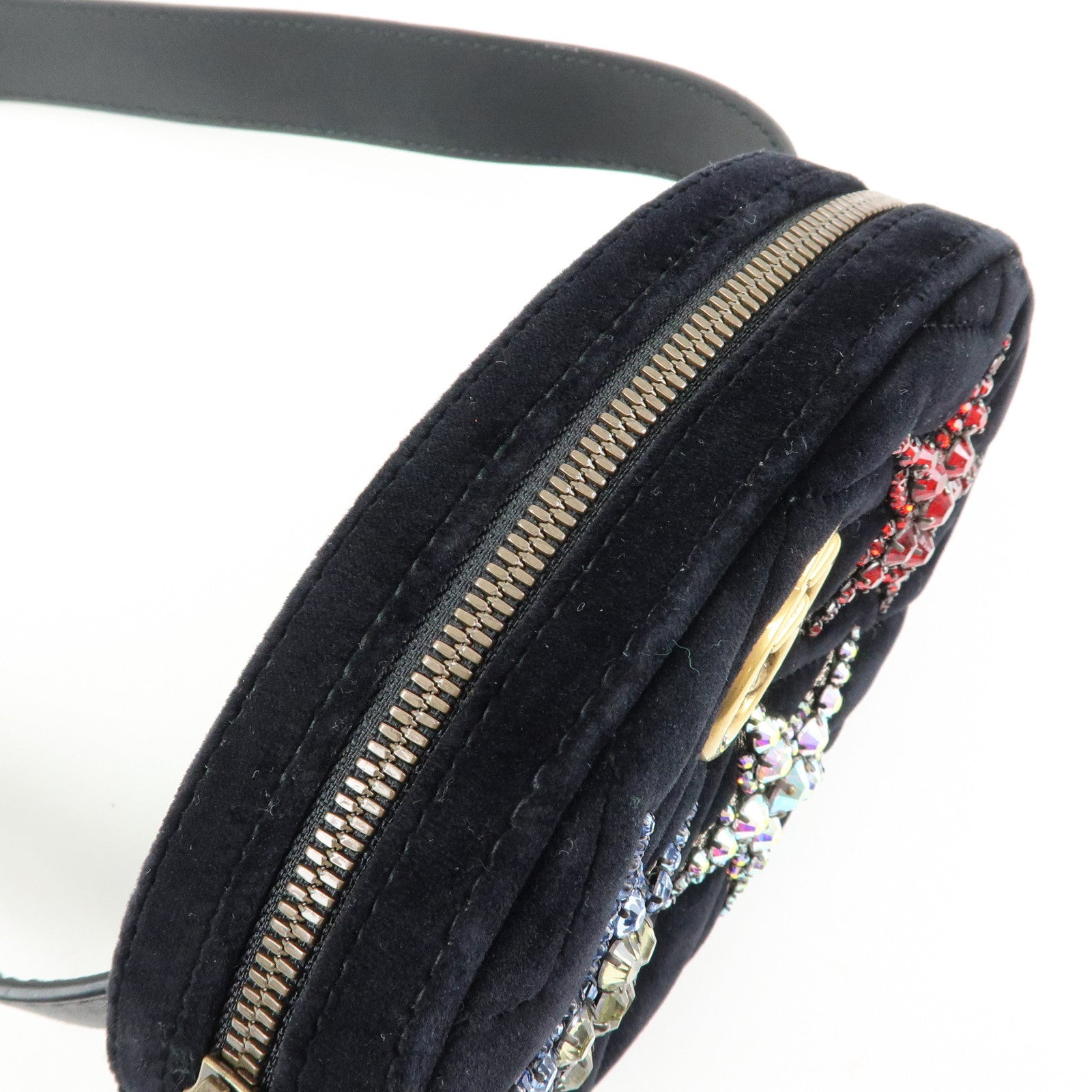 GUCCI Velvet Leather Star Bijou Motif Waist Pouch Body Bag 476434