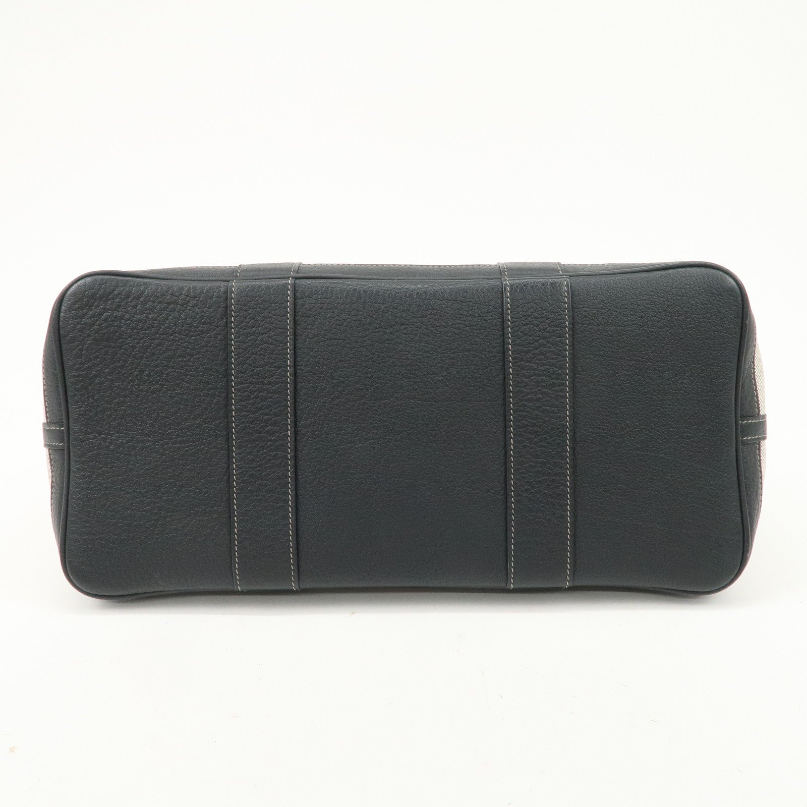 HERMES Leather Toile Garden Party PM P Stamped Tote Bag Natural