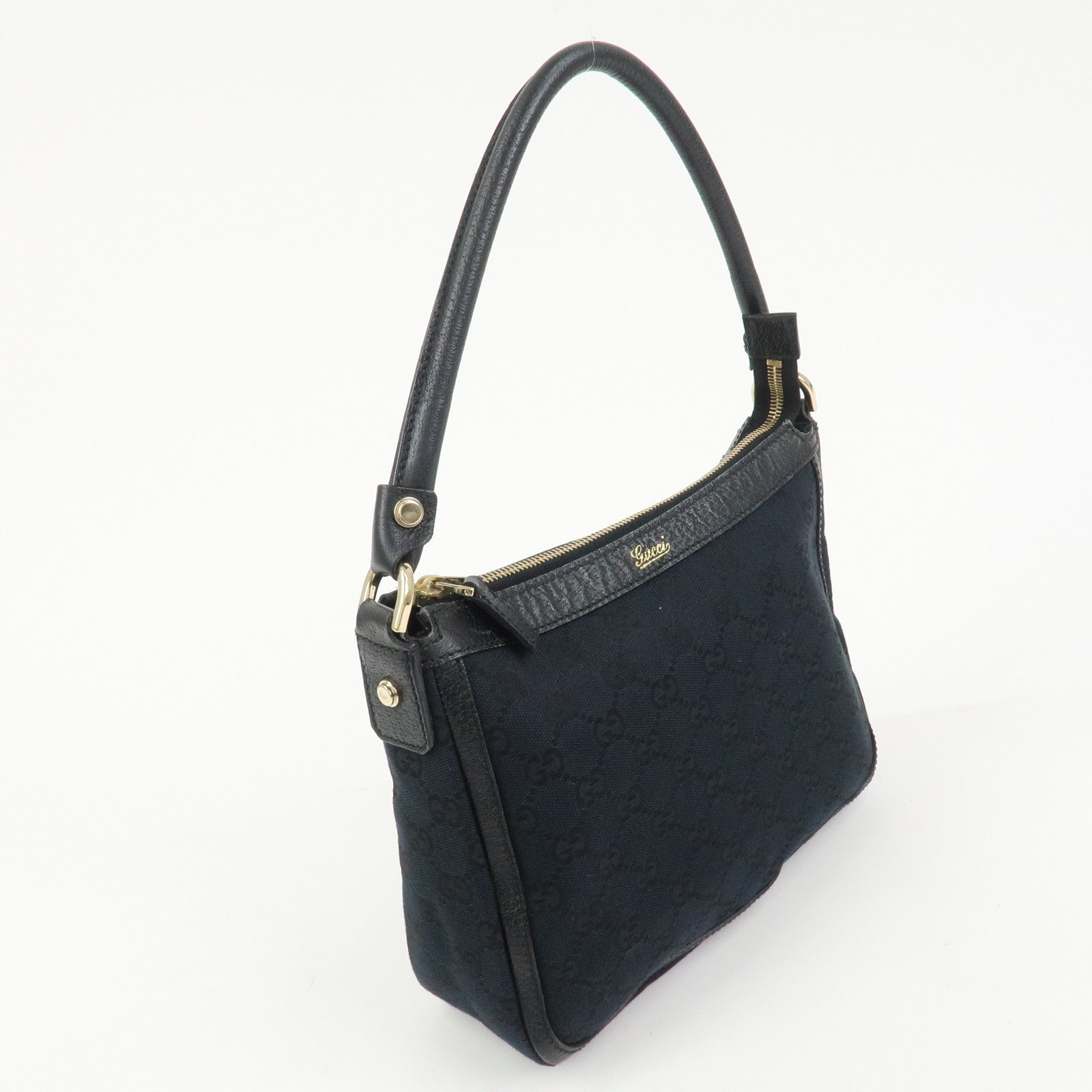GUCCI GG Monogram Canvas Shoulder Bag Hand Bag Black 146244