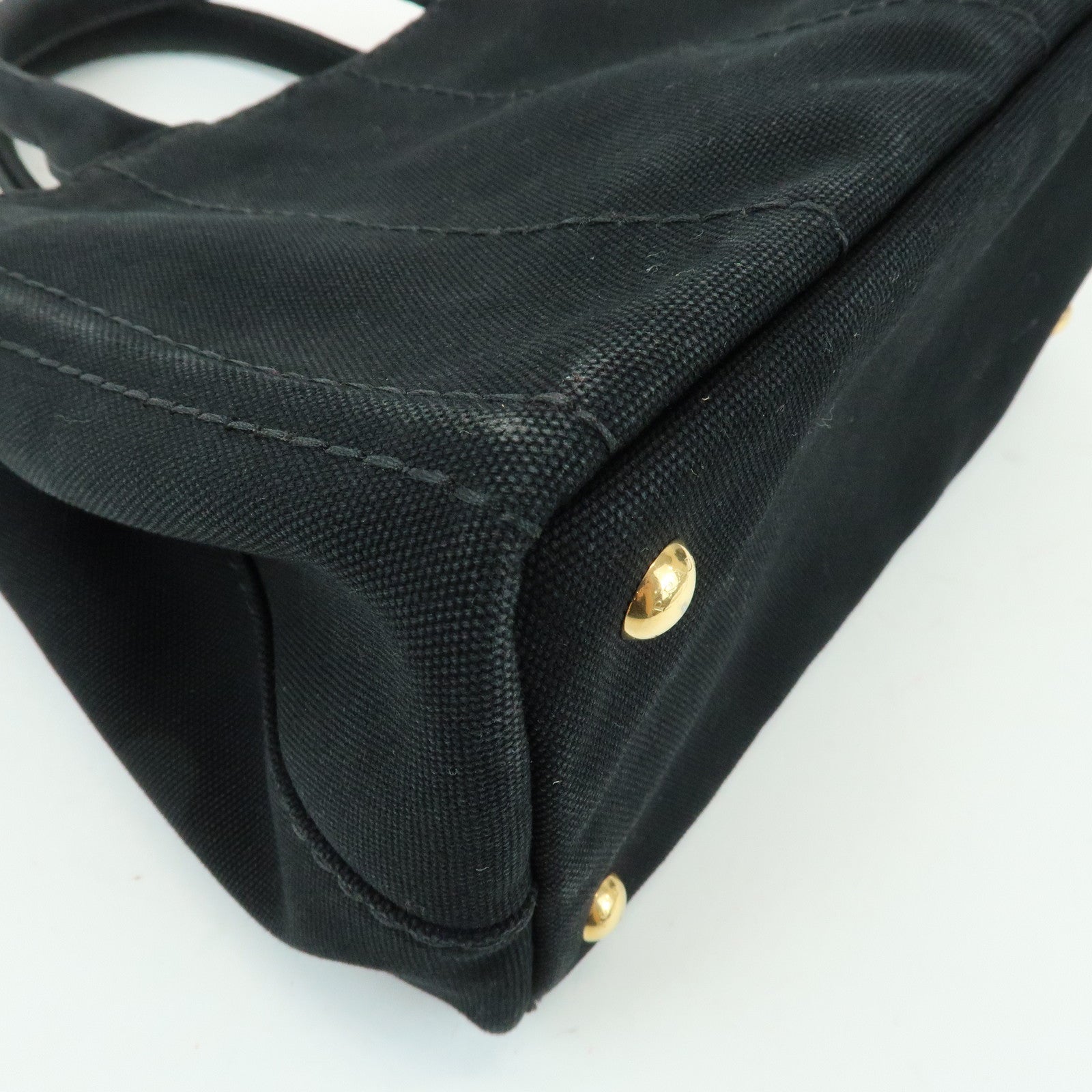 PRADA Triangle Logo Canapa Mini Canvas 2Way Hand Bag Black 1BG439