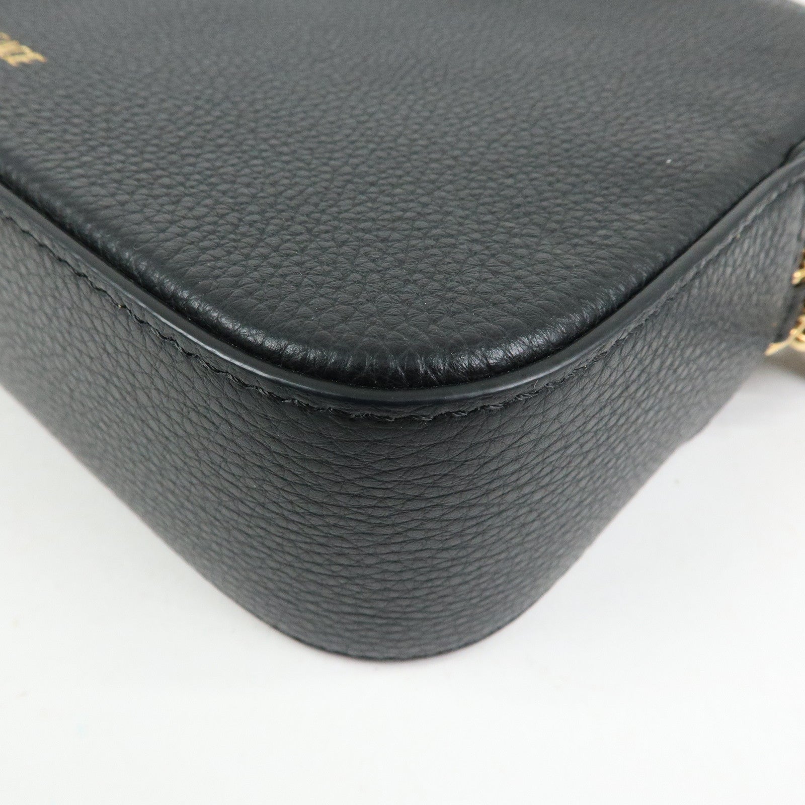 VERSACE Virtus Leather Shoulder Crossbody Bag Black Beige