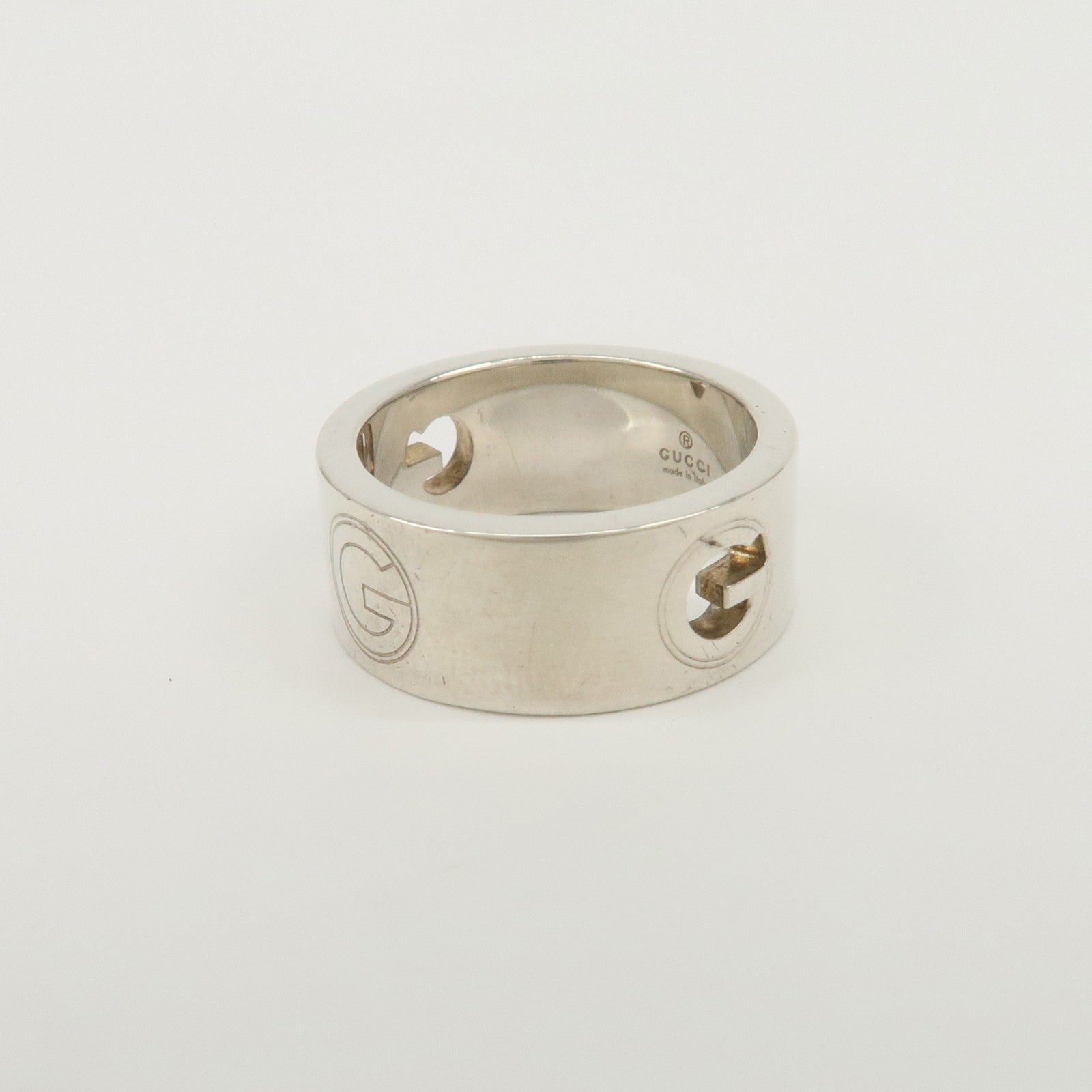 GUCCI Logo Metal Ring SV925 #12 Silver