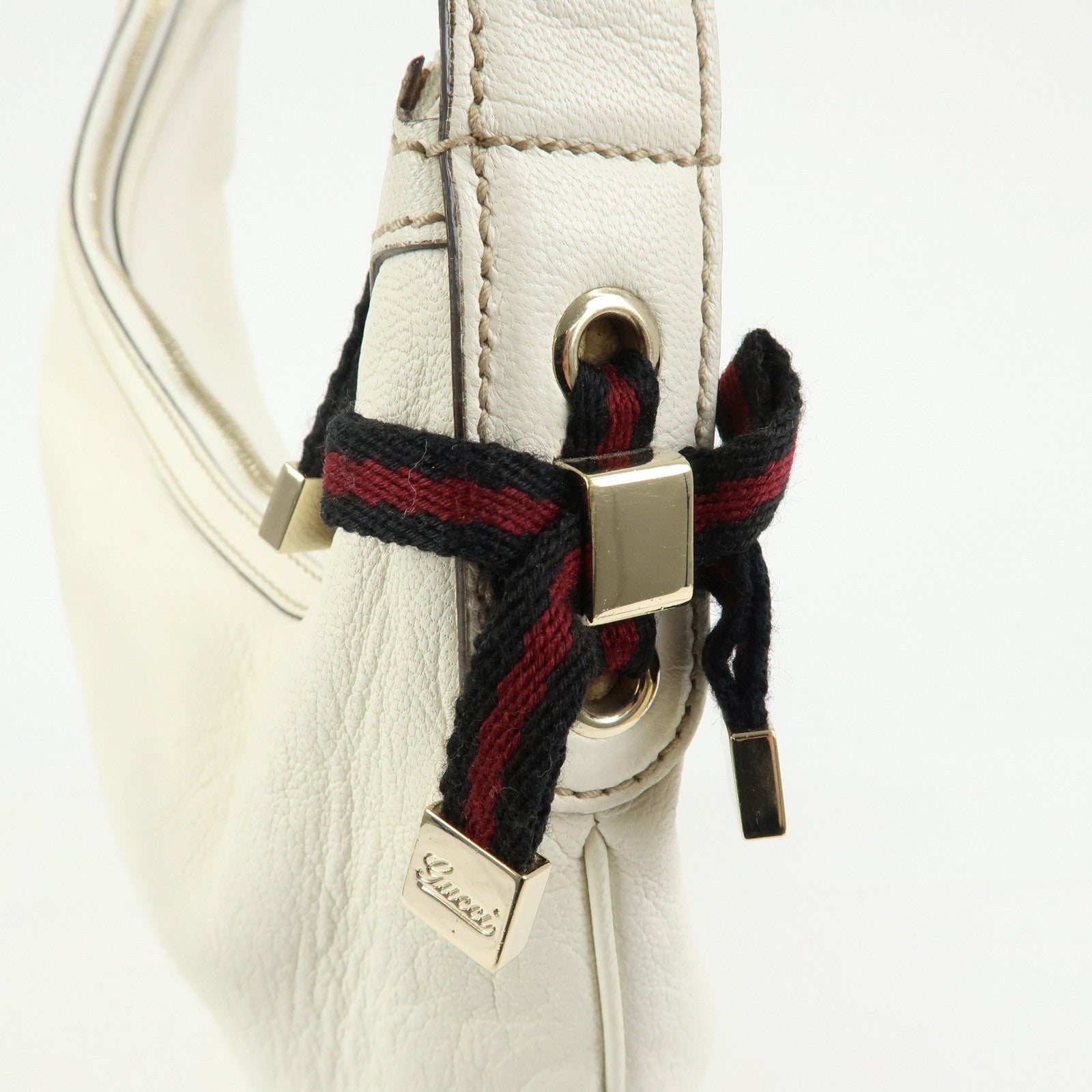 GUCCI Sherry Princy Leather Shoulder Bag Hand Bag White 162882