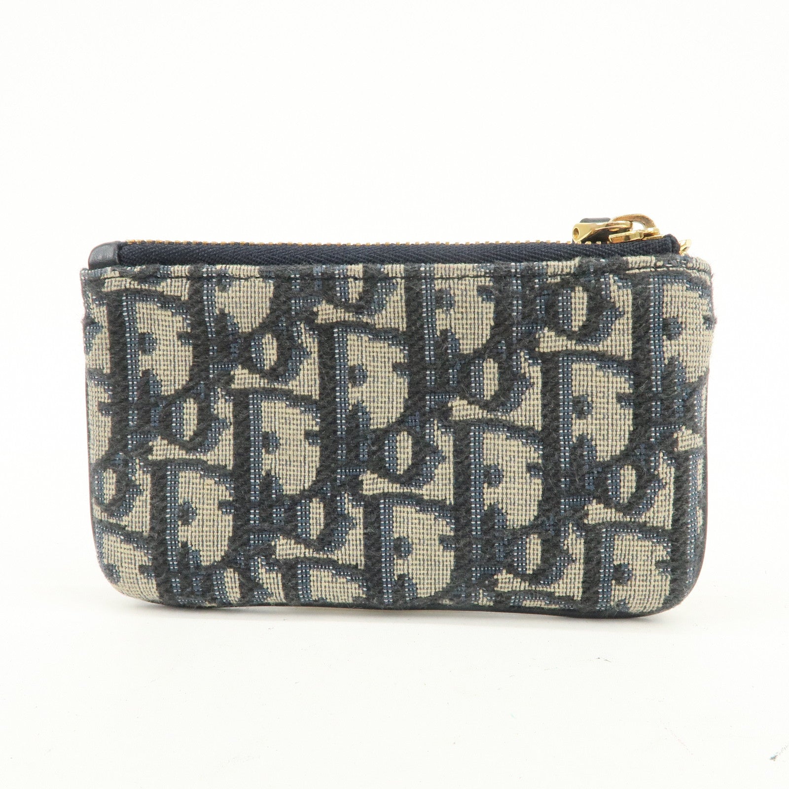 Christian Dior Trotter Canvas Leather Coin Case Key Case Navy