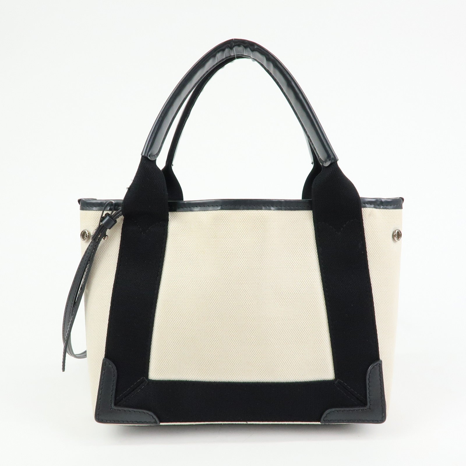 BALENCIAGA Navy Cabas XS Canvas Leather 2WAY Bag Natural 390346