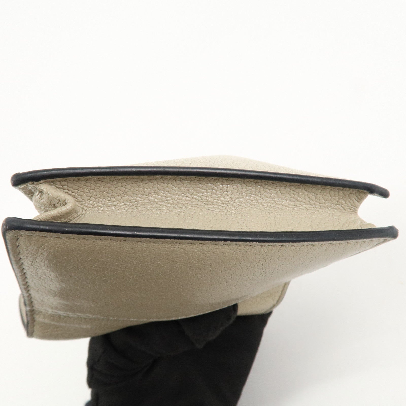 Christian Dior Leather Card Case Beige Gold HDW 44-MA-0248 Used