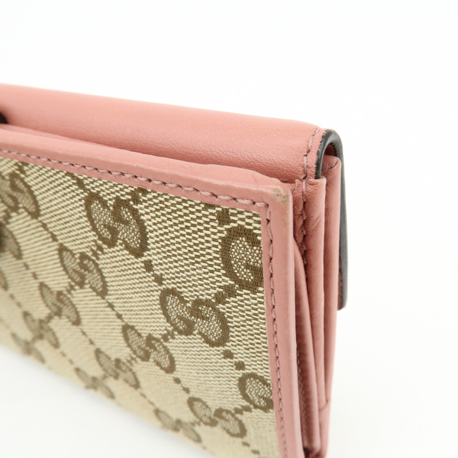 GUCCI Lovely Heart GG Canvas Leather Bi-fold Long Wallet 203550