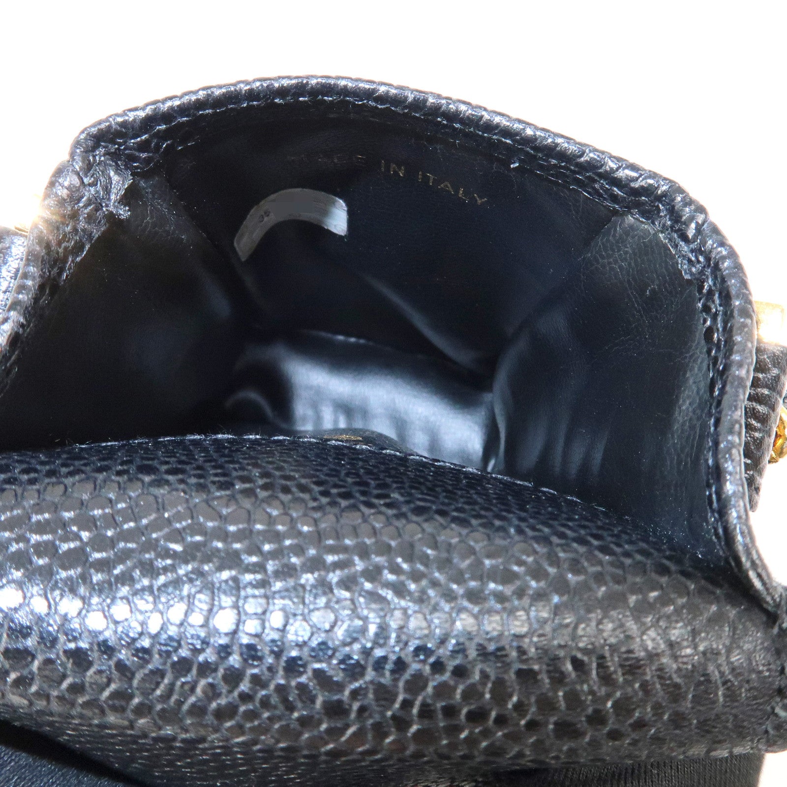 CHANEL COCO Mark Leather Chain Phone Shoulder Black Gold HDW3513453 Used