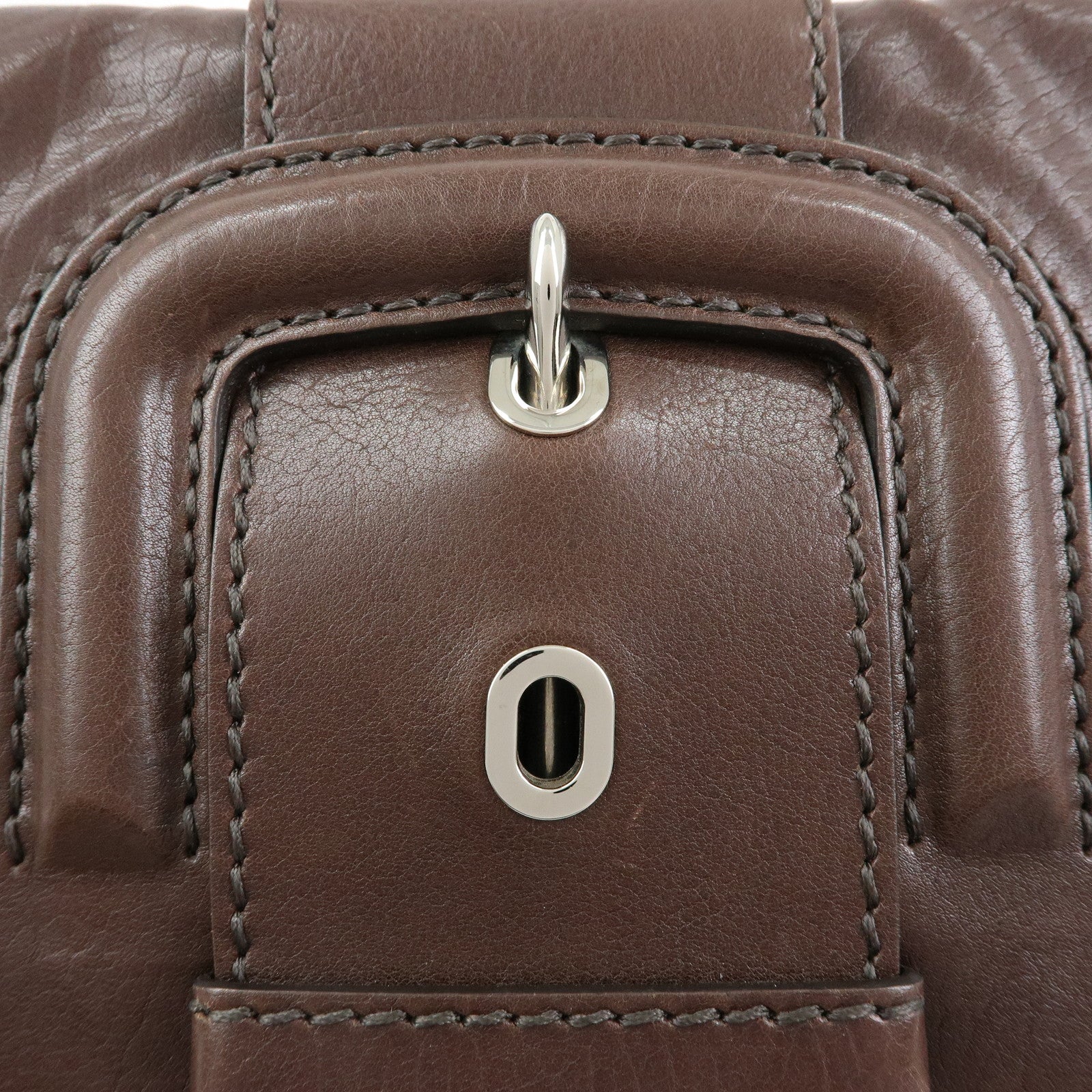 TOD'S Leather Belt Accent Flap Shoulder Bag Crossbody Bag Brown