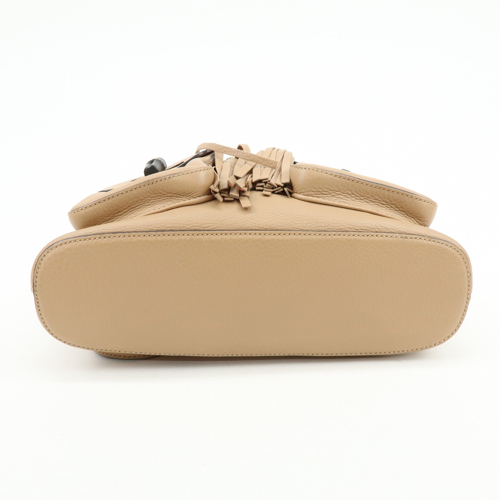 GUCCI Bamboo Leather Tassel Backpack Rucksack Pink Beige 370833