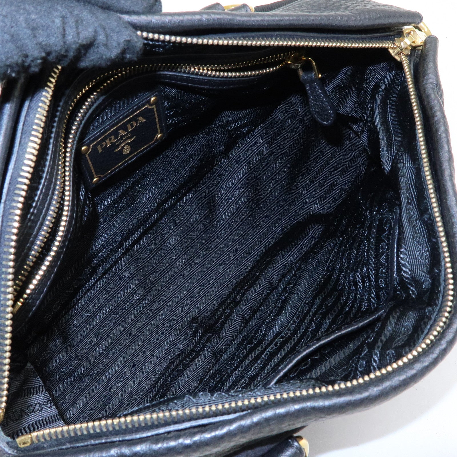 PRADA Logo Nylon Leather 2Way Shoulder Bag Hand Bag Black BN2032