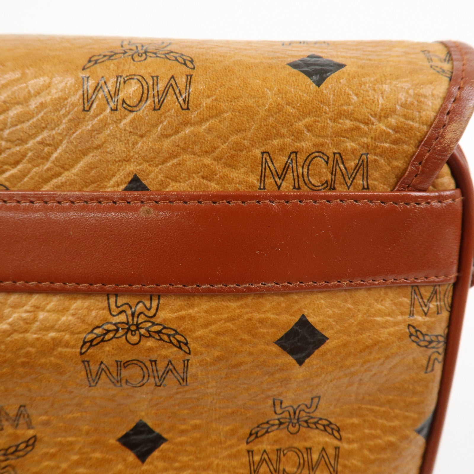 MCM Visetos Leather Shoulder Bag Crossbody Bag Brown