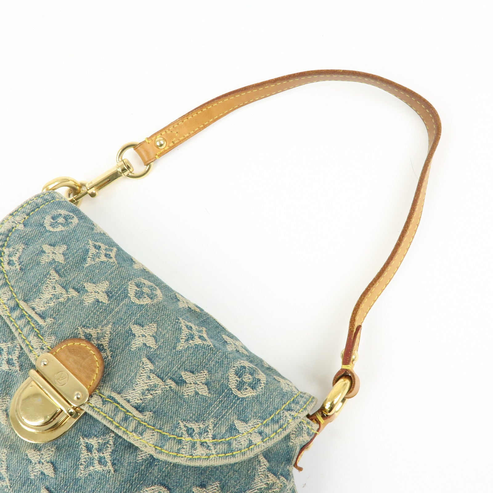 Louis Vuitton Monogram Denim Mini Pleaty Shoulder Bag Blue M95050