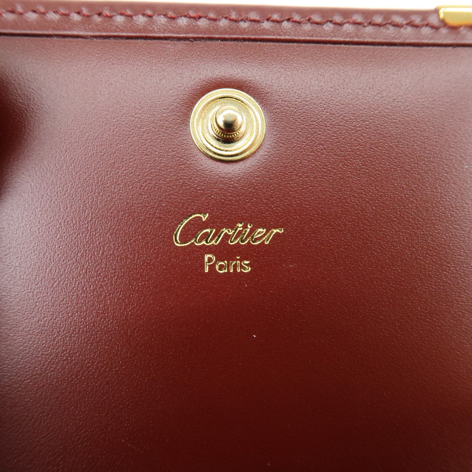 Cartier Must de Cartier Calf Skin Leather Coin Case Bordeaux
