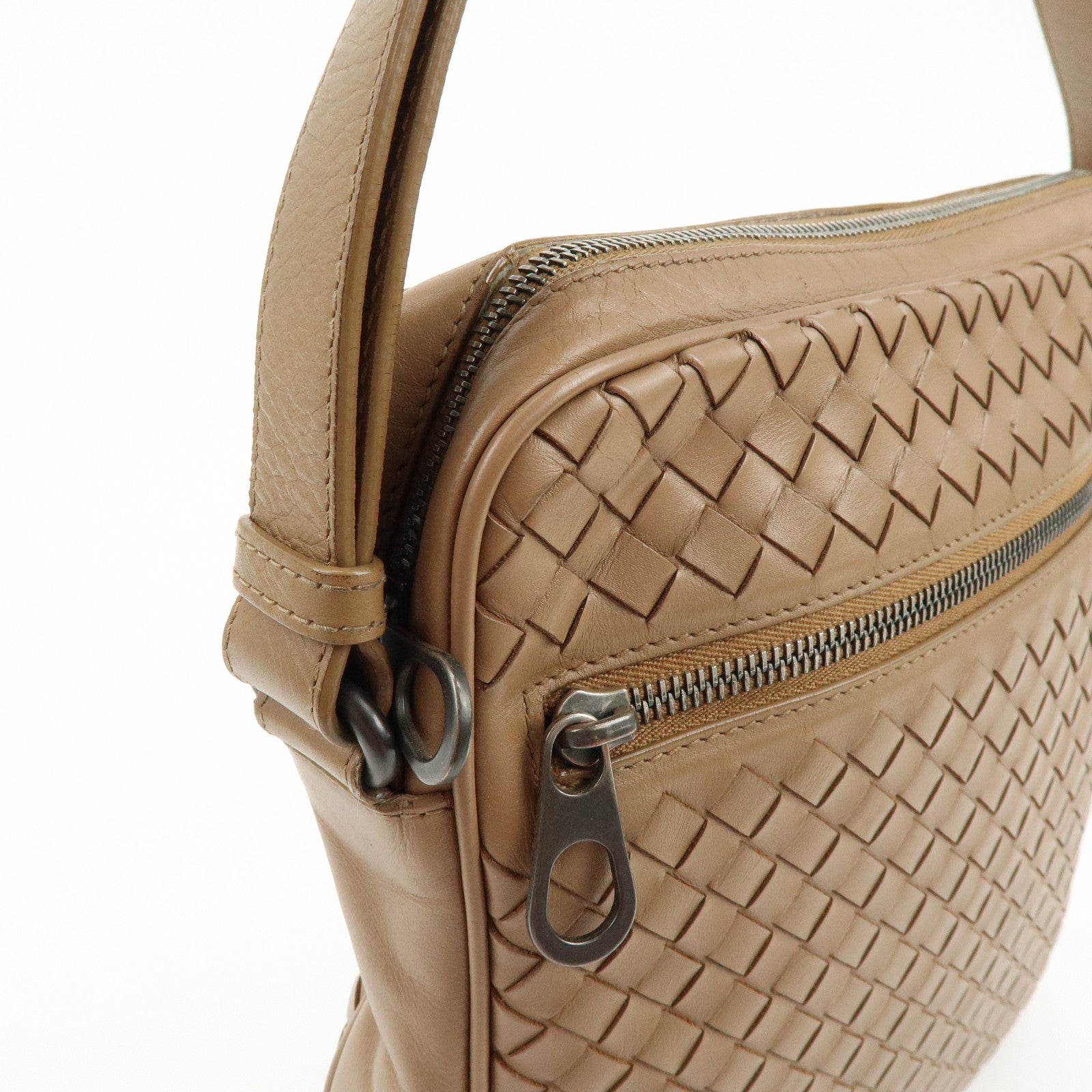 BOTTEGA VENETA Intrecciato Leather Shoulder Crossbody Bag Beige