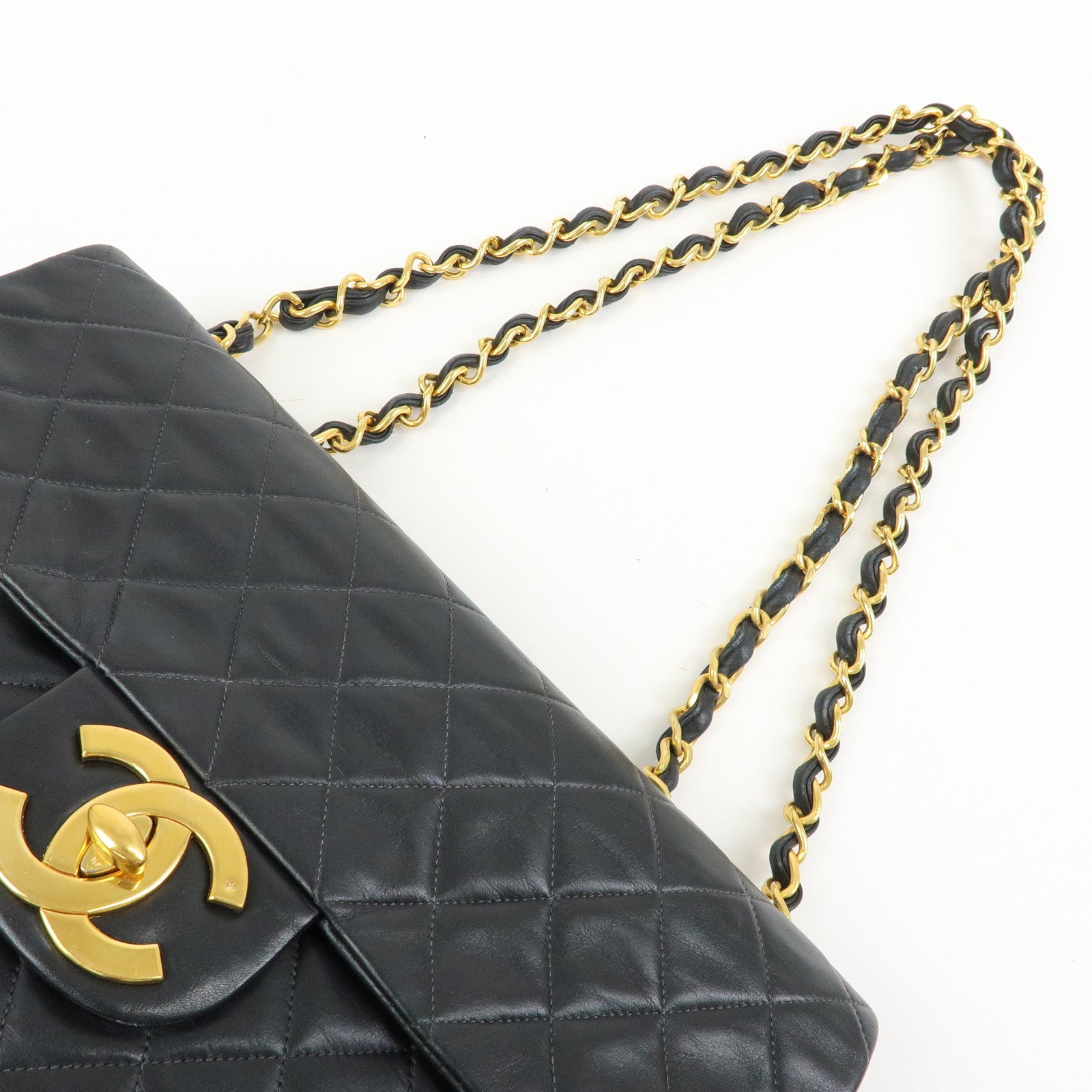 CHANEL Jumbo Matelasse 34 Lamb Skin Shoulder Bag Black A01094