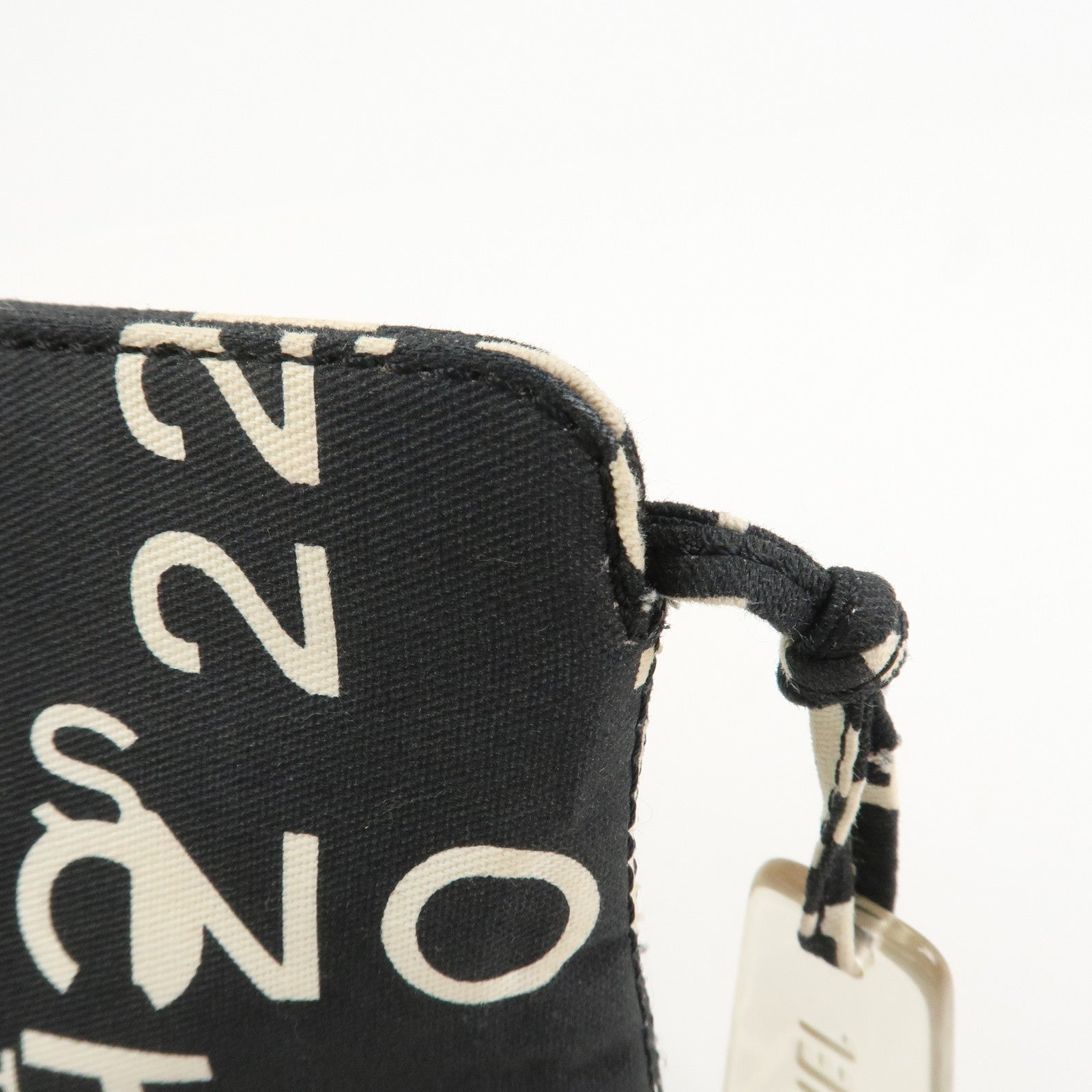 CHANEL By Sea Line Canvas Clutch Bag Cosmetic Pouch Black White