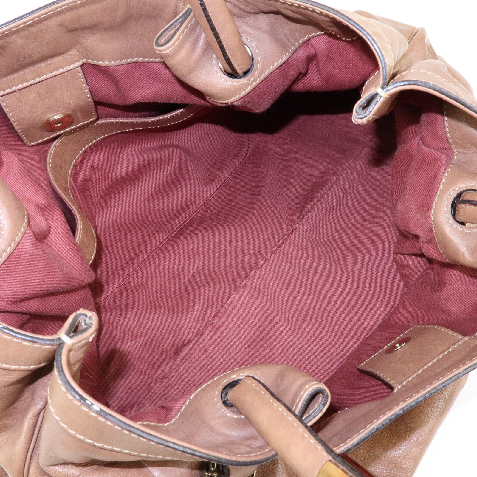 Chloe Victoria Leather Tote Bag Hand Bag Shoulder Bag Brown