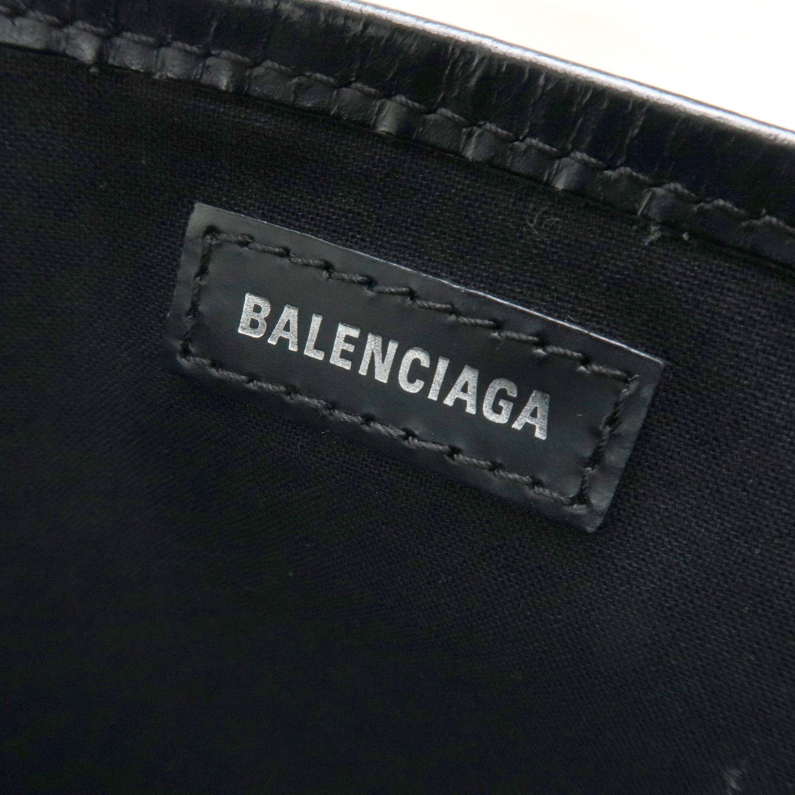 BALENCIAGA Navy Cabas Small Canvas Leather Tote Bag Ivory 339933