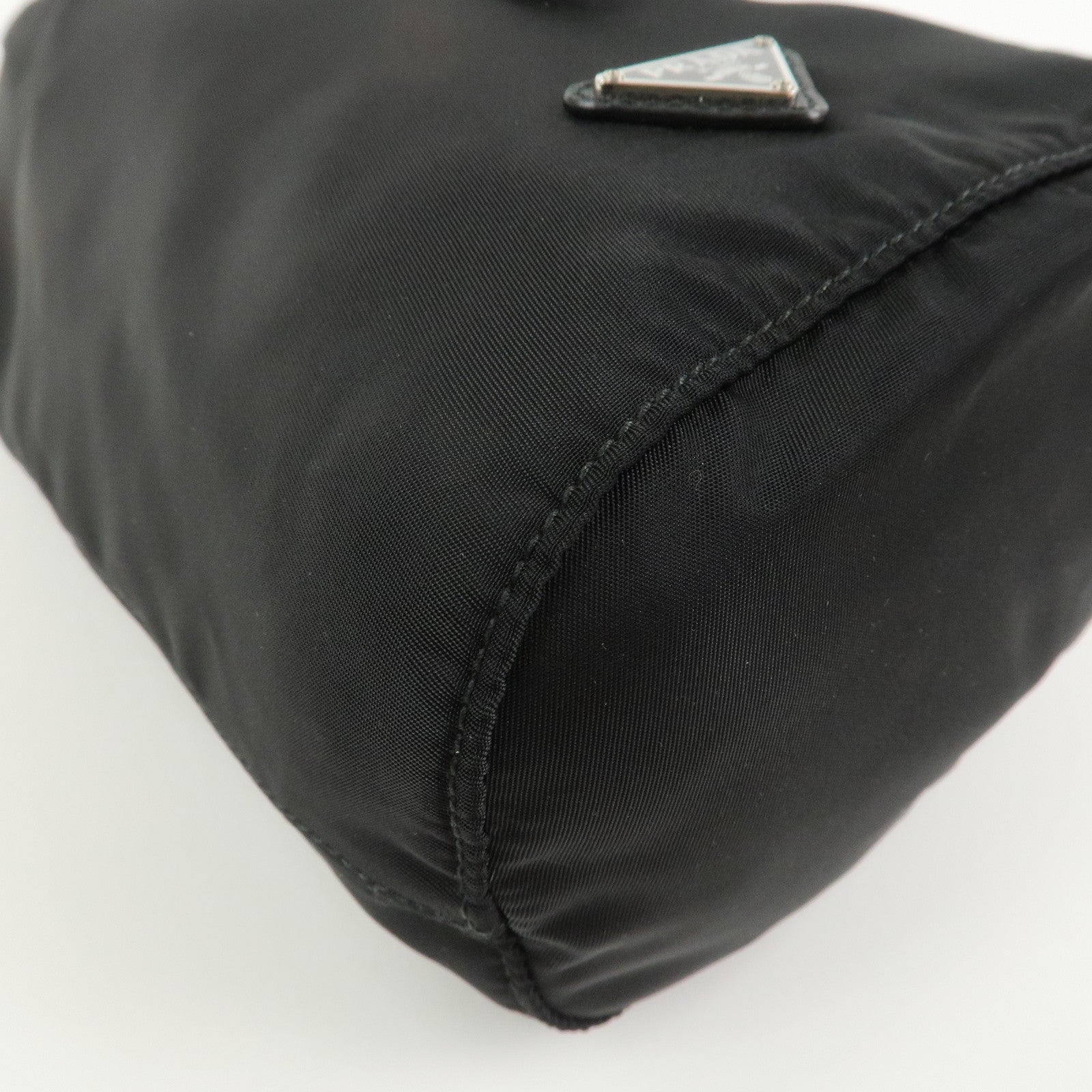 PRADA Nylon Saffiano Leather Cosmetic Makeup Pouch Black 1NA369
