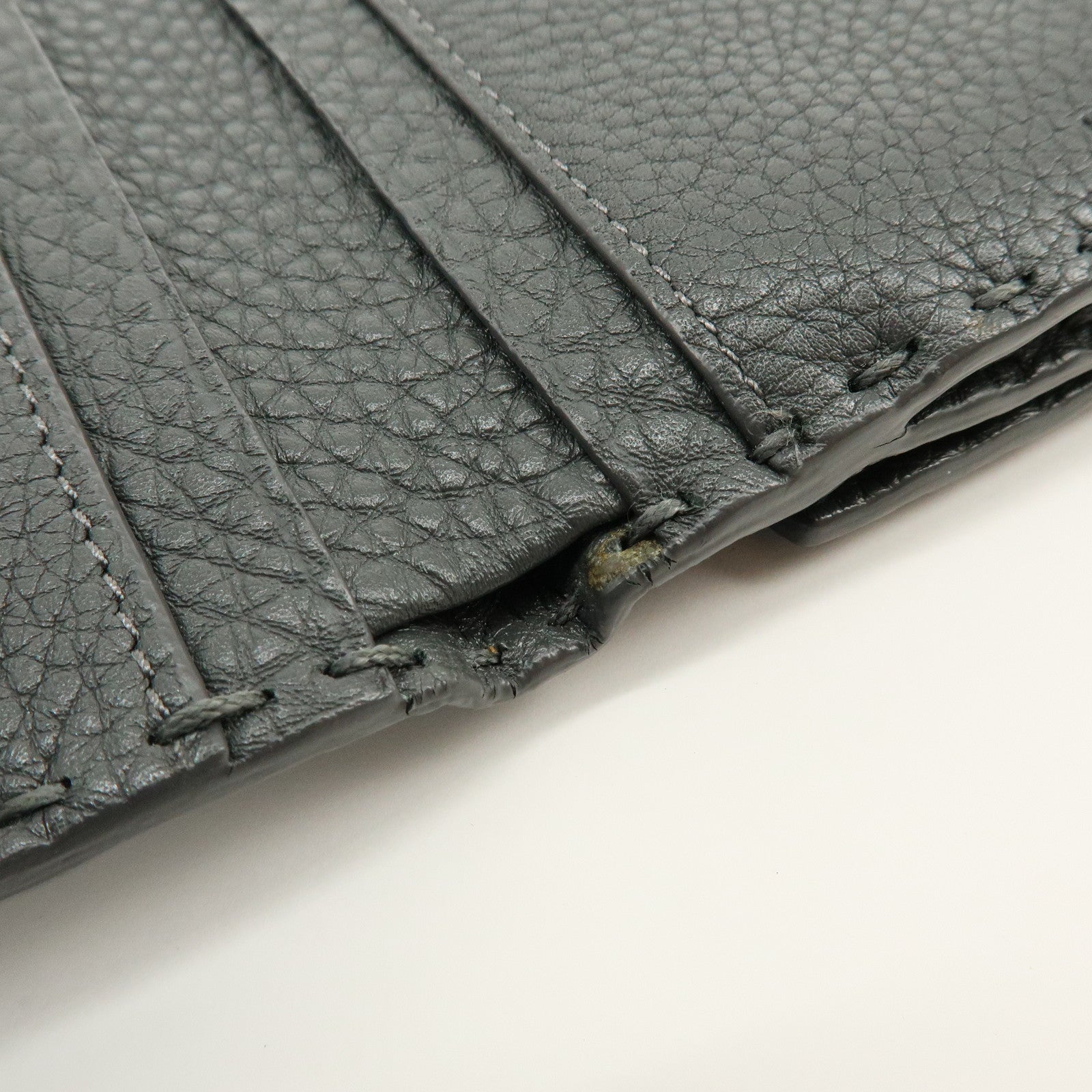 FENDI Selleria Leather Tri-fold Compact Wallet Gray 8M0359
